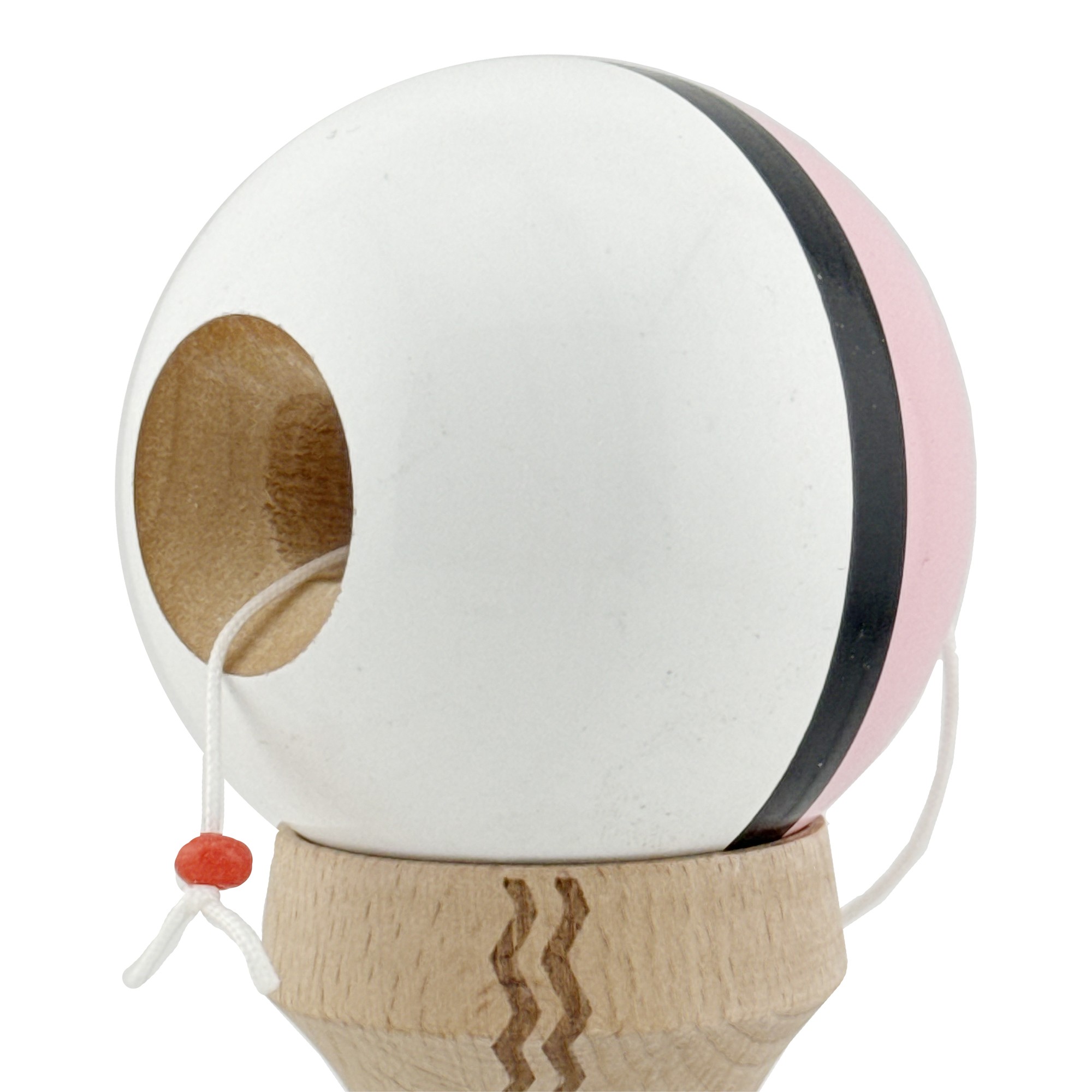 Kendama X Originala, Profesionala, Flippy, din Lemn, Gravata, 18 cm, Super Sticky, Roz/Negru/Alb