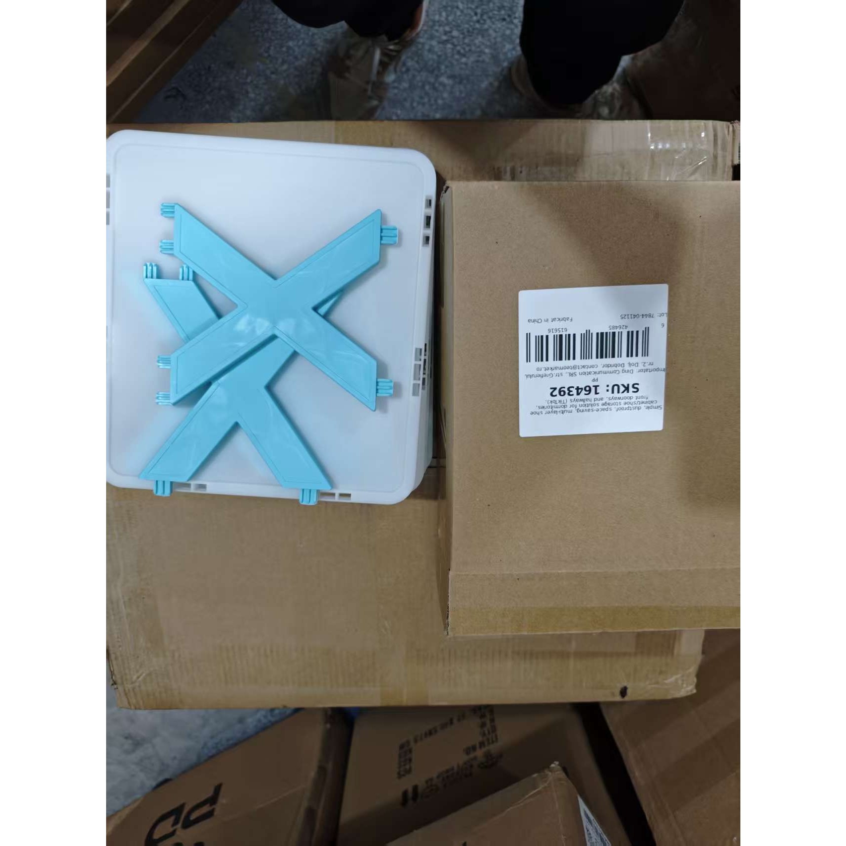 Organizator de Pantofi, Flippy, 5 Straturi, din ABS, Suport Modular, 65.5 x 24 x 26 cm, Turcoaz