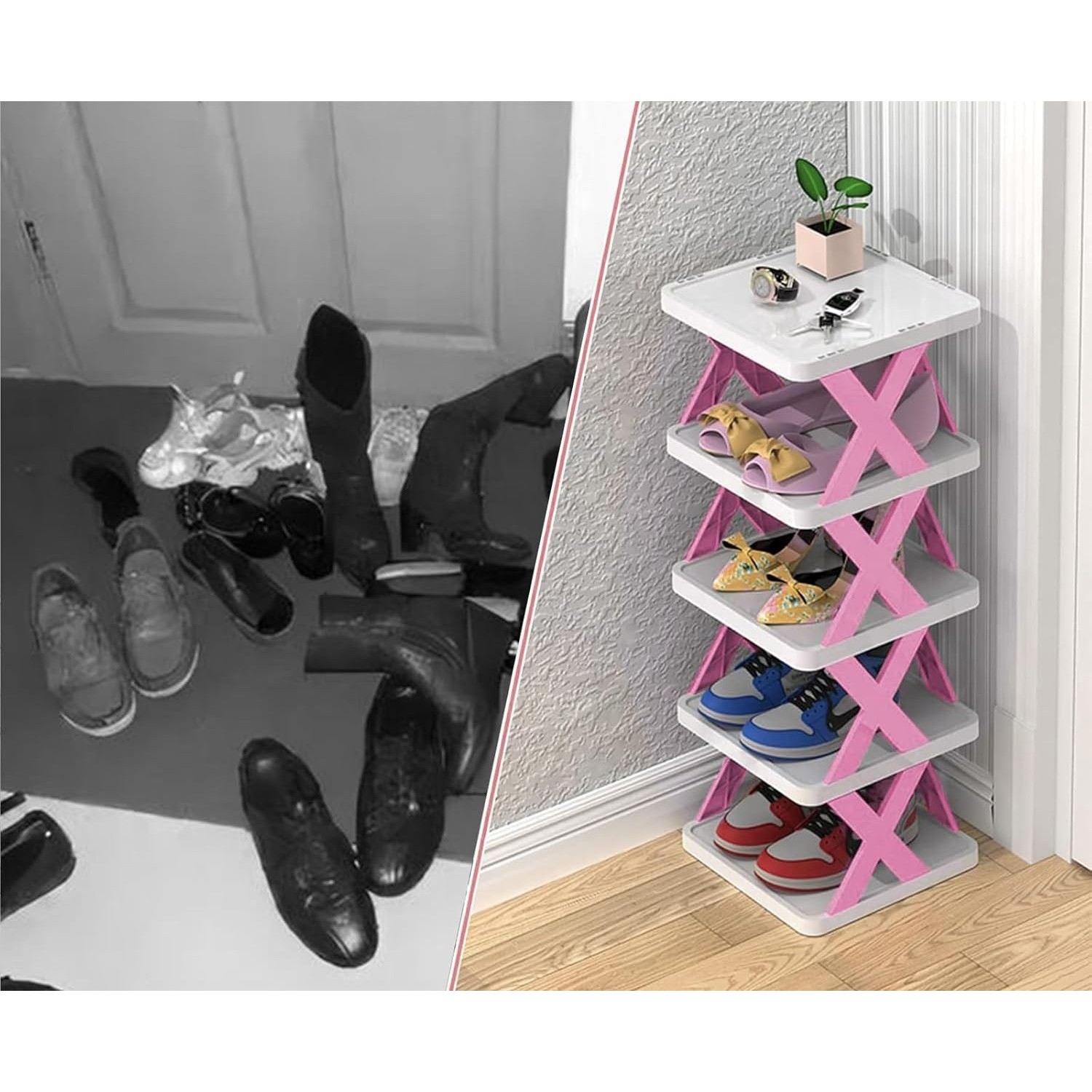 Organizator de Pantofi, Flippy, 5 Straturi, din ABS, Suport Modular, 65.5 x 24 x 26 cm, Mov