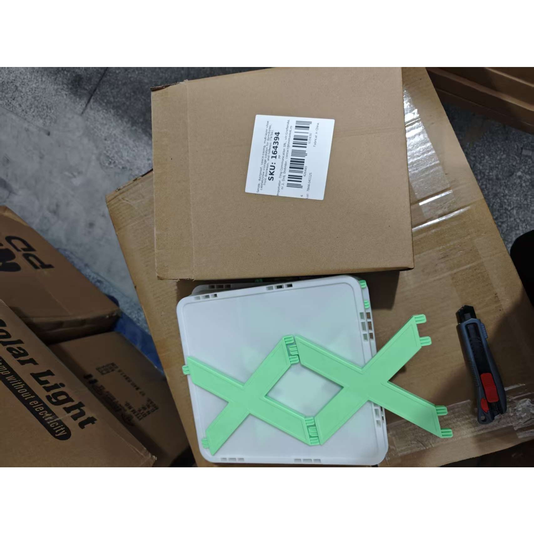 Organizator de Pantofi, Flippy, 5 Straturi, din ABS, Suport Modular, 65.5 x 24 x 26 cm, Alb/Verde