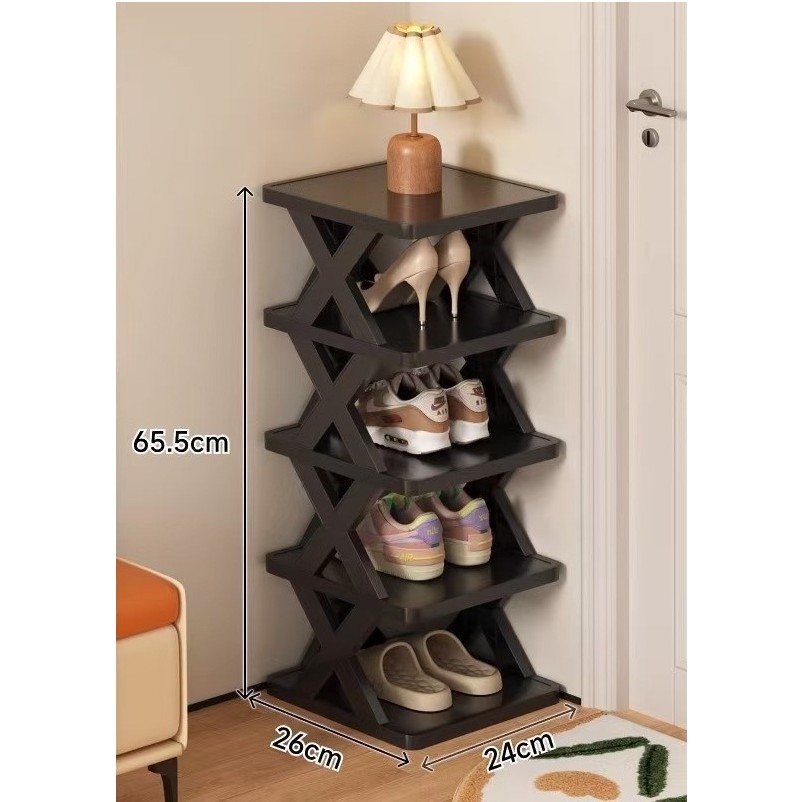 Organizator de Pantofi, Flippy, 5 Straturi, din ABS, Suport Modular, 65.5 x 24 x 26 cm, Negru