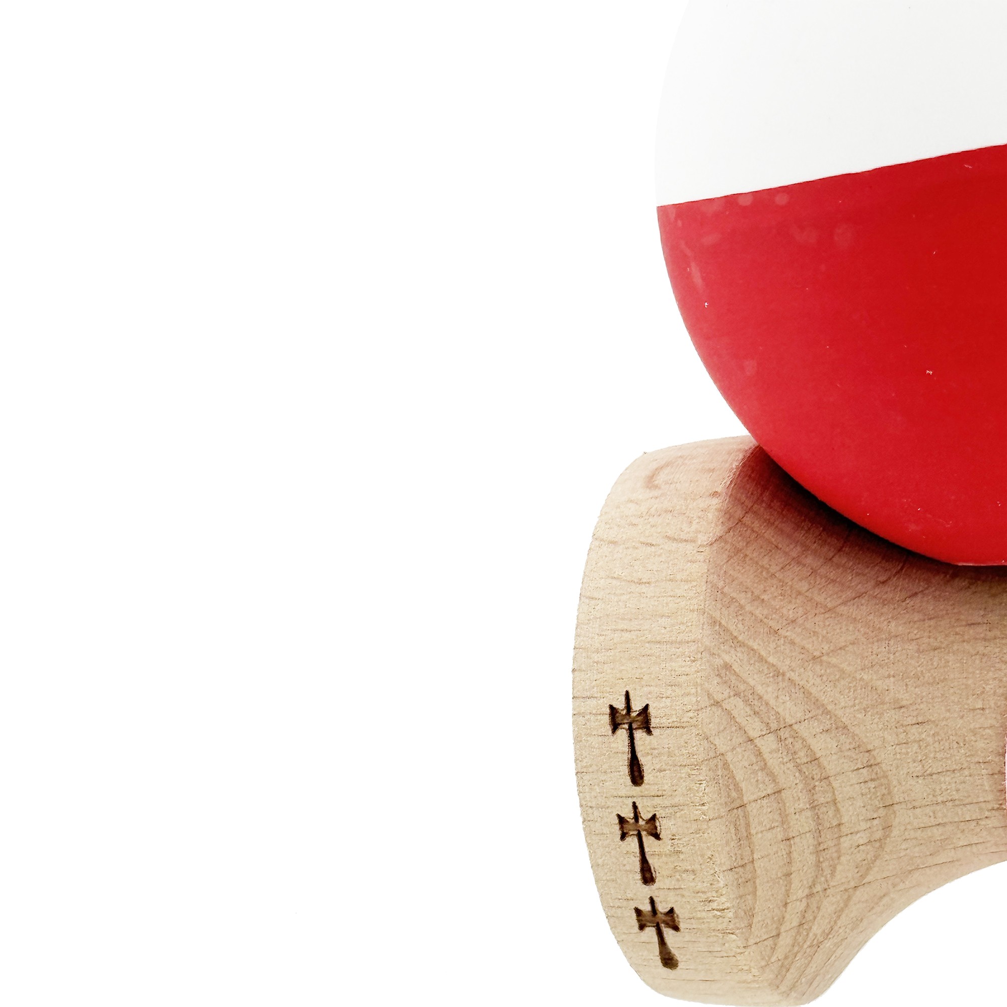 Kendama X Originala, Profesionala, Flippy, Big Cups V2, Rubber Grip cu Cupe Mari, Rulment Metalic cu Ata 55 cm, Alb/Rosu