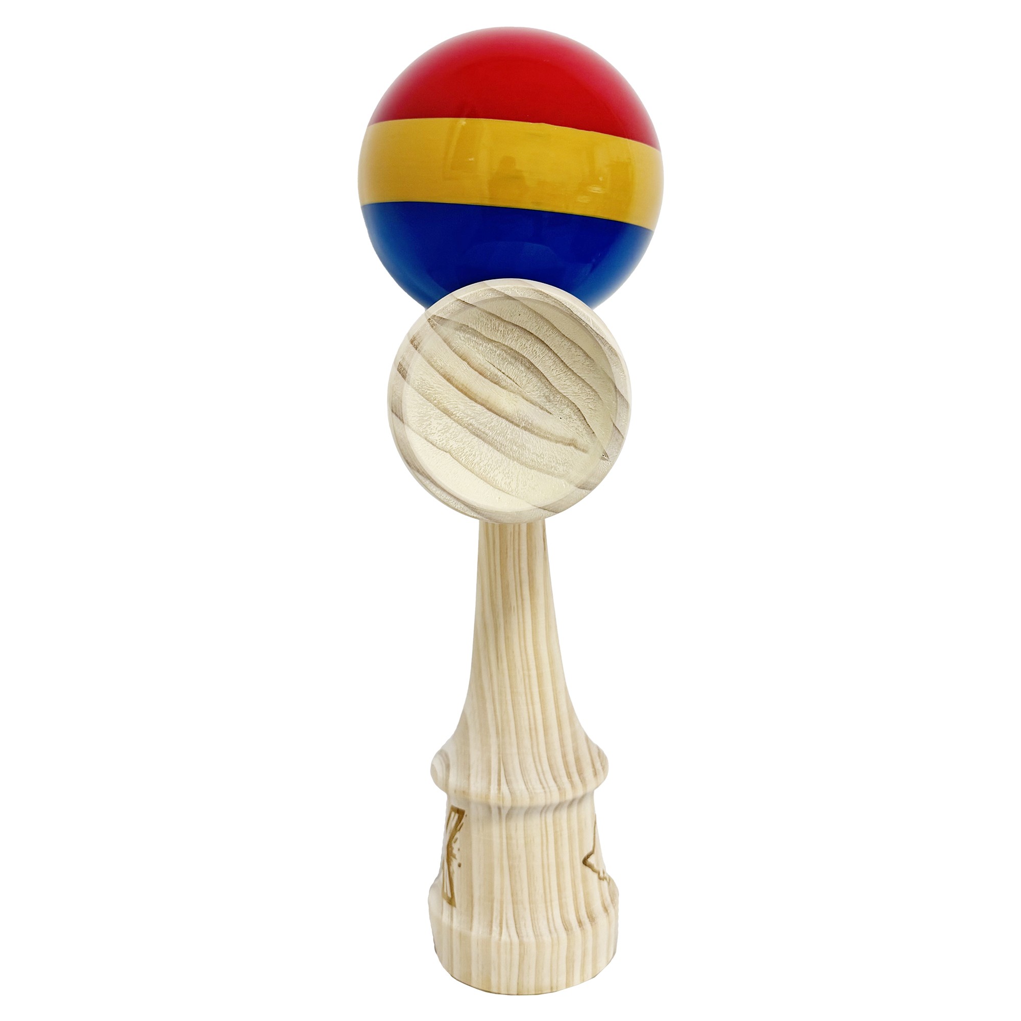 Kendama X Originala, Profesionala, Flippy, Inaltime 52 cm, SUPER BIG cu Cupe KING SIZE, Bila Super Sticky, Diametrul 17 cm, din Lemn, Multicolor
