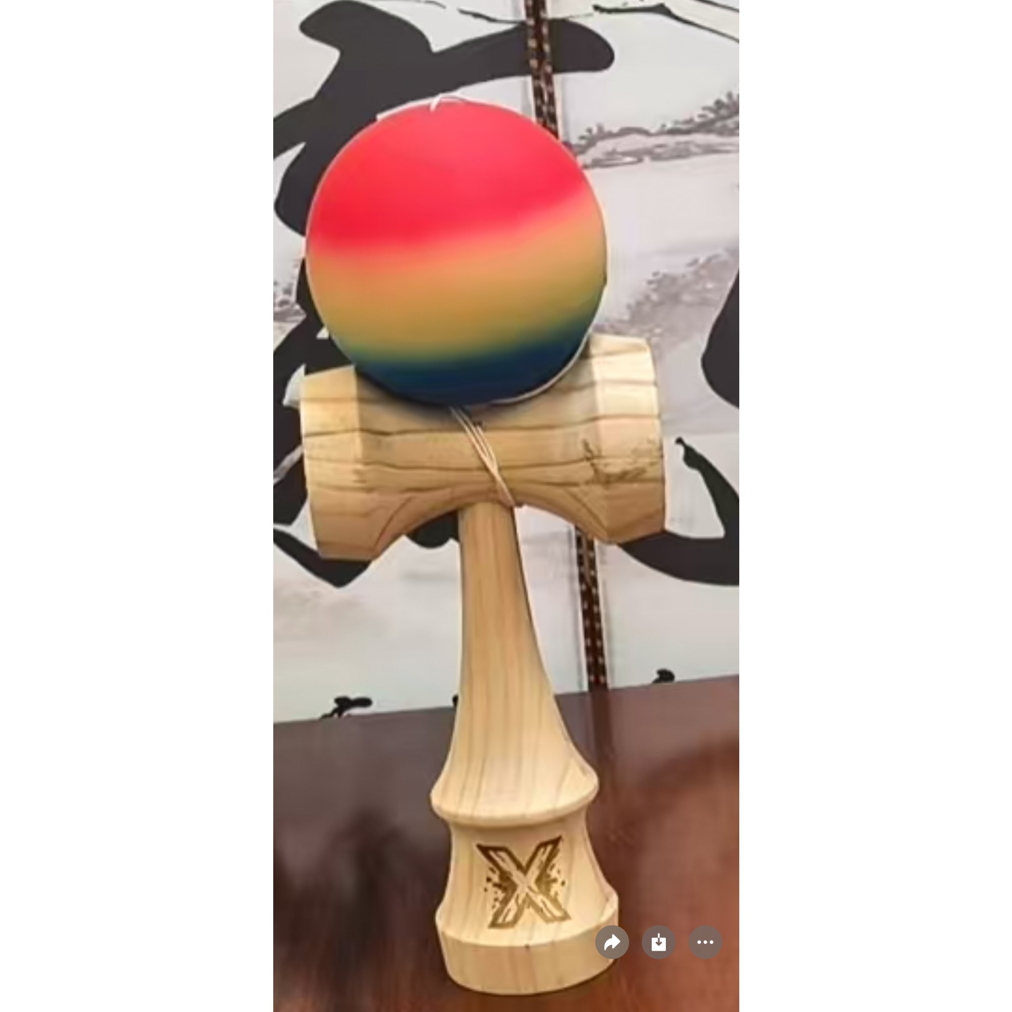 SUPER   BIG   52*20*17   CM -Kendama X Originala, Profesionala, Flippy, din Lemn,  -largel balls+large handle +Original Super Sticky- Gradient colors MIX