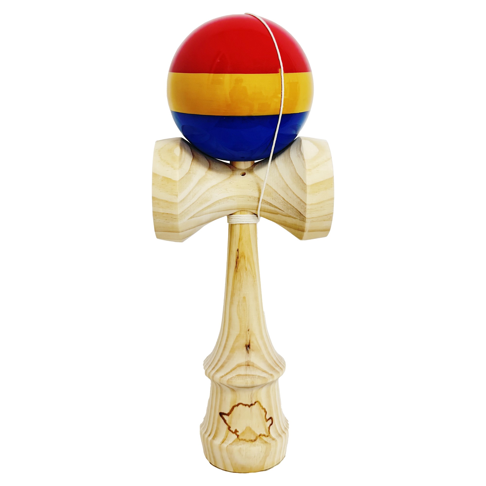 Kendama X Originala, Profesionala, Flippy, SUPER BIG cu Cupe KING SIZE, Bila Super Sticky, Diametrul 17 cm, din Lemn, 52 x 20 cm, Multicolor