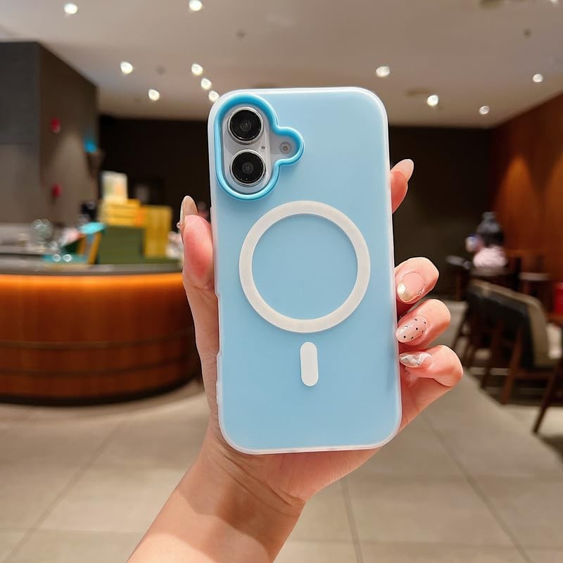 Husa Telefon Jelly Magnetic 2in1, Flippy, Compatibila cu Apple iPhone 17, din PC+TPU, Magsafe, Finisaj Mat, Albastru Deschis