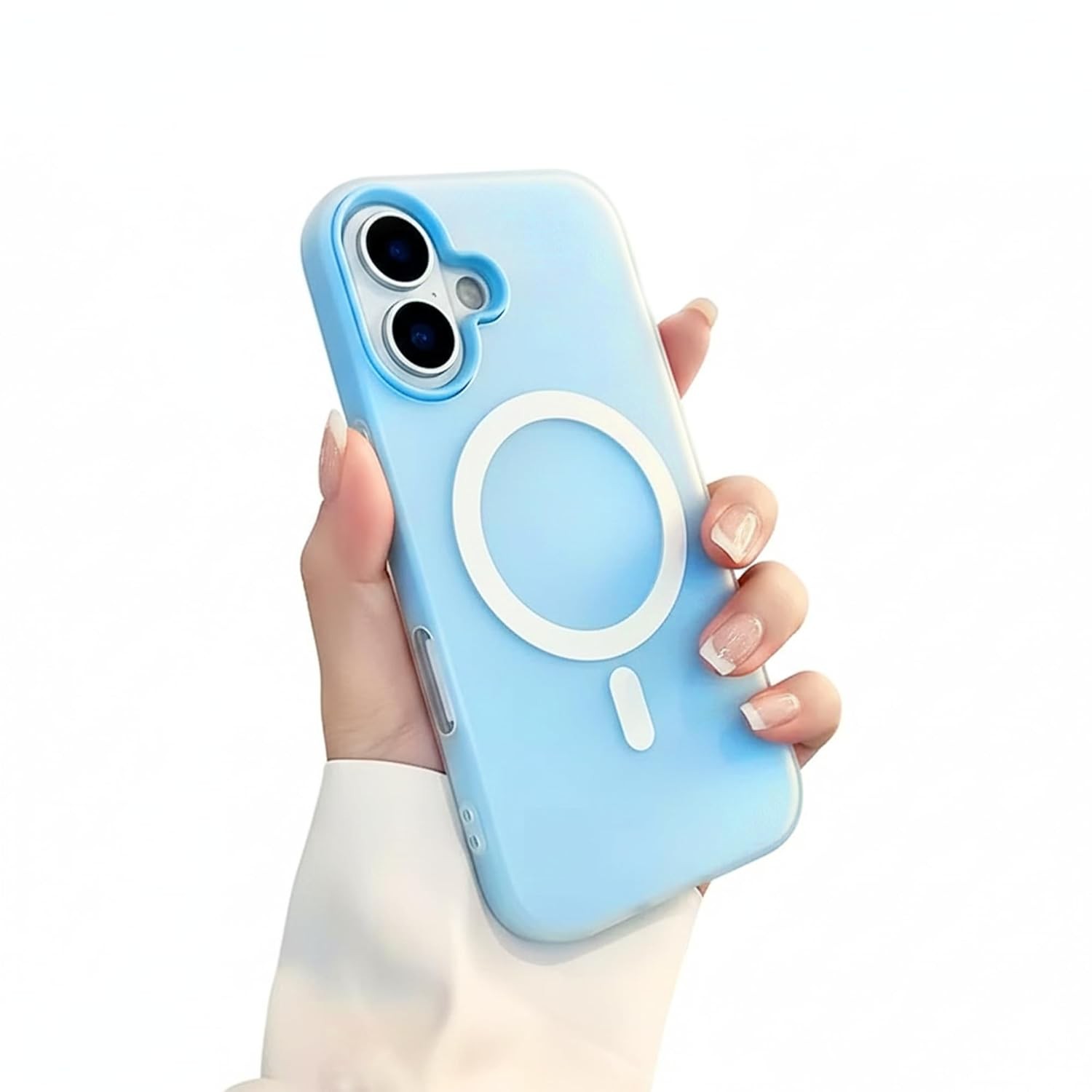 Husa Telefon Jelly Magnetic 2in1, Flippy, Compatibila cu Apple iPhone 17, din PC+TPU, Magsafe, Finisaj Mat, Albastru Deschis