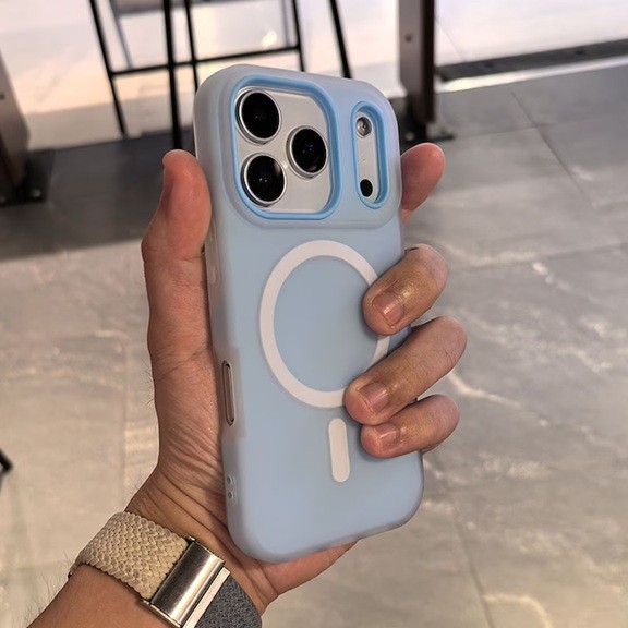 Husa Telefon Jelly Magnetic 2in1, Flippy, Compatibila cu Apple iPhone 17 Pro, din PC+TPU, Magsafe, Finisaj Mat, Albastru Deschis