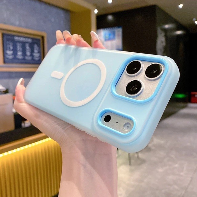 Husa Telefon Jelly Magnetic 2in1, Flippy, Compatibila cu Apple iPhone 17 Pro Max, din PC+TPU, Magsafe, Finisaj Mat, Albastru Deschis