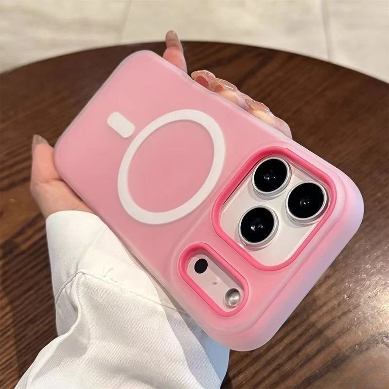 Husa Telefon Jelly Magnetic 2in1, Flippy, Compatibila cu Apple iPhone 17 Pro, din PC+TPU, Magsafe, Finisaj Mat, Roz