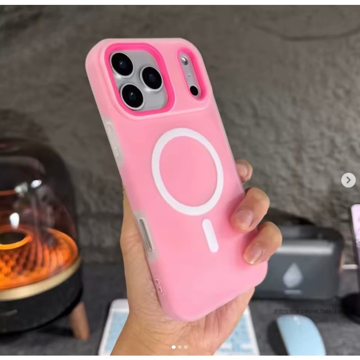 Husa Telefon Jelly Magnetic 2in1, Flippy, Compatibila cu Apple iPhone 17 Pro, din PC+TPU, Magsafe, Finisaj Mat, Roz