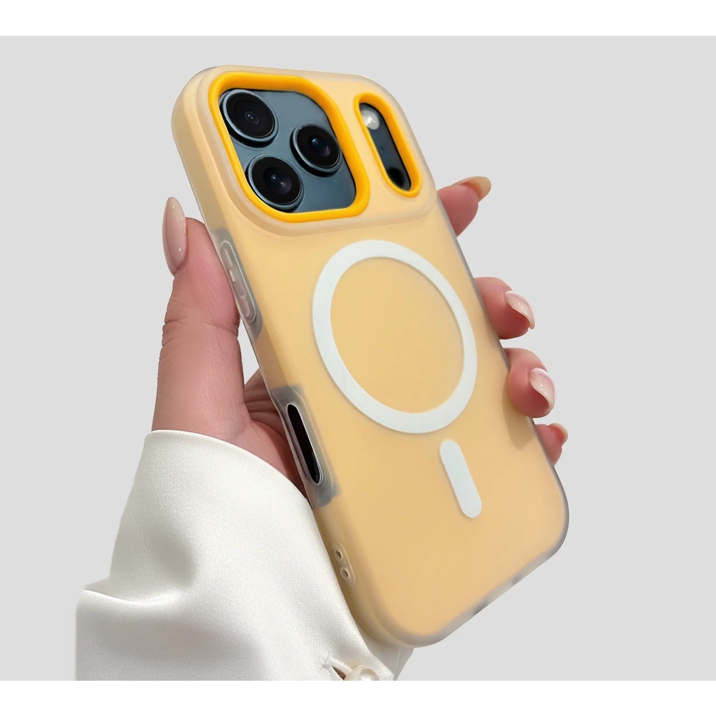 Husa Telefon Jelly Magnetic 2in1, Flippy, Compatibila cu Apple iPhone 17 Pro Max, din PC+TPU, Magsafe, Finisaj Mat, Portocaliu