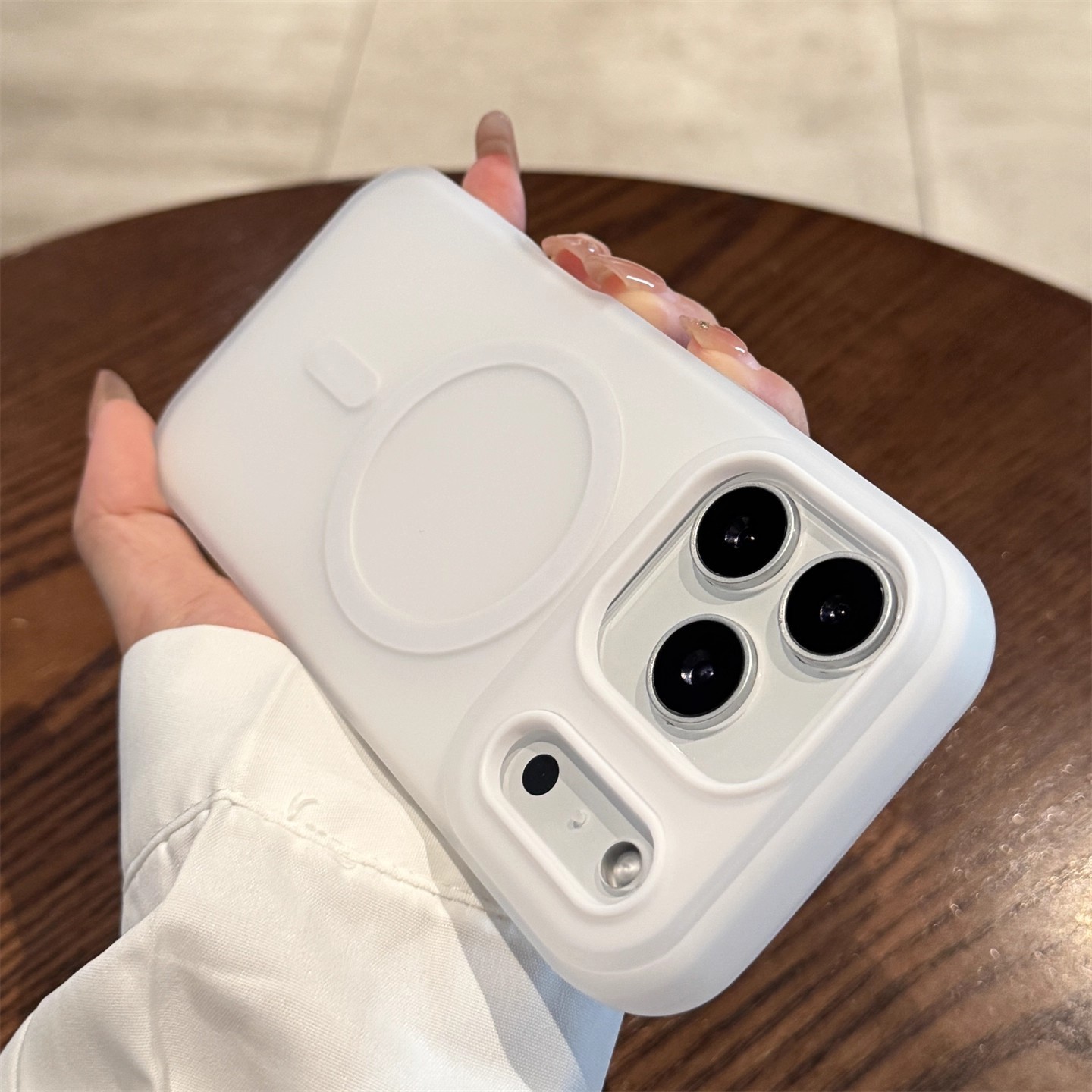 Husa Telefon Jelly Magnetic 2in1, Flippy, Compatibila cu Apple iPhone 17 Pro, din PC+TPU, Magsafe, Finisaj Mat, Alb