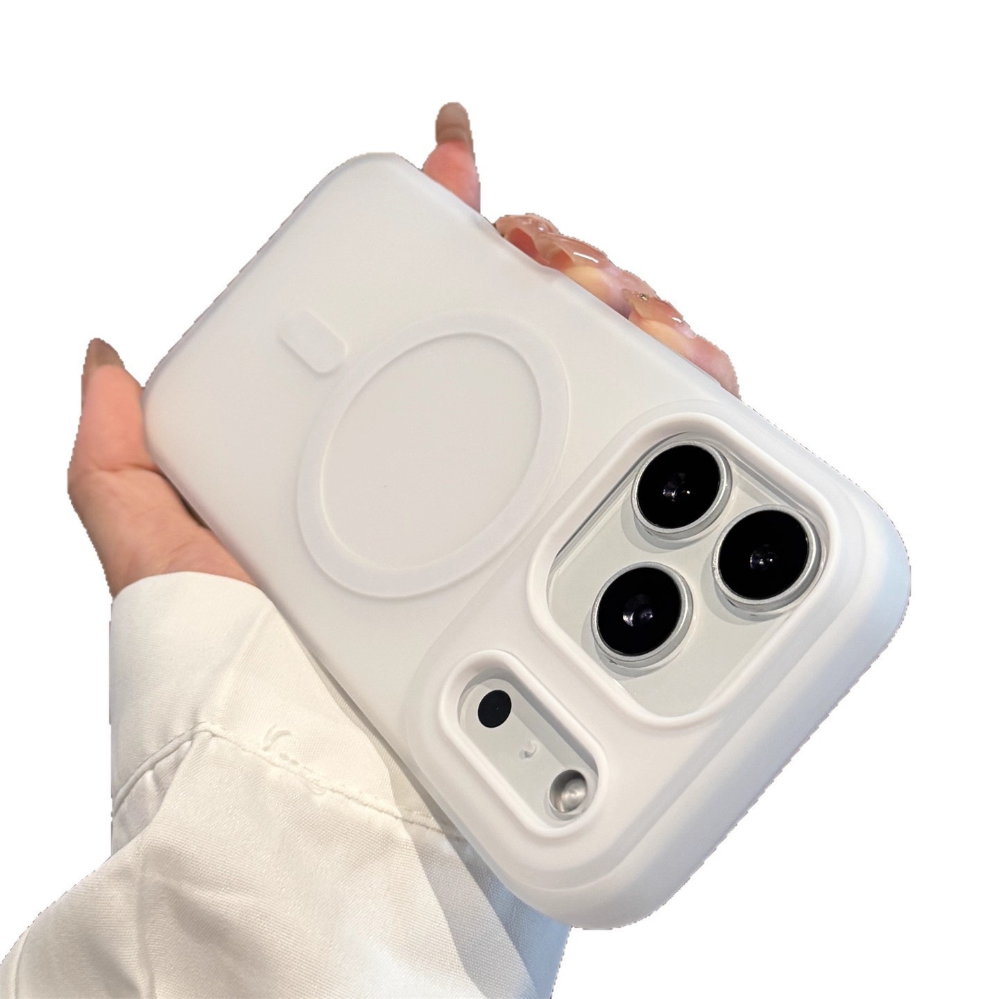 Husa Telefon Jelly Magnetic 2in1, Flippy, Compatibila cu Apple iPhone 17 Pro Max, din PC+TPU, Magsafe, Finisaj Mat, Alb