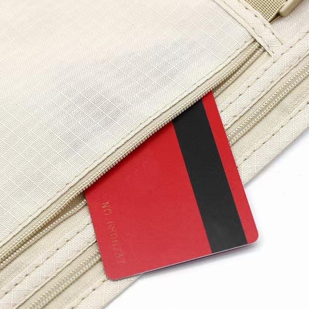 Borseta Anti-Furt, Flippy, 2 Compartimente, Reglabila, Unisex, pentru Documente, Carduri, Telefon, Bej