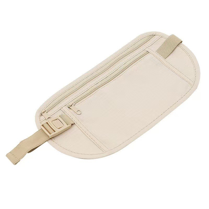 Borseta Anti-Furt, Flippy, 2 Compartimente, Reglabila, Unisex, pentru Documente, Carduri, Telefon, Bej