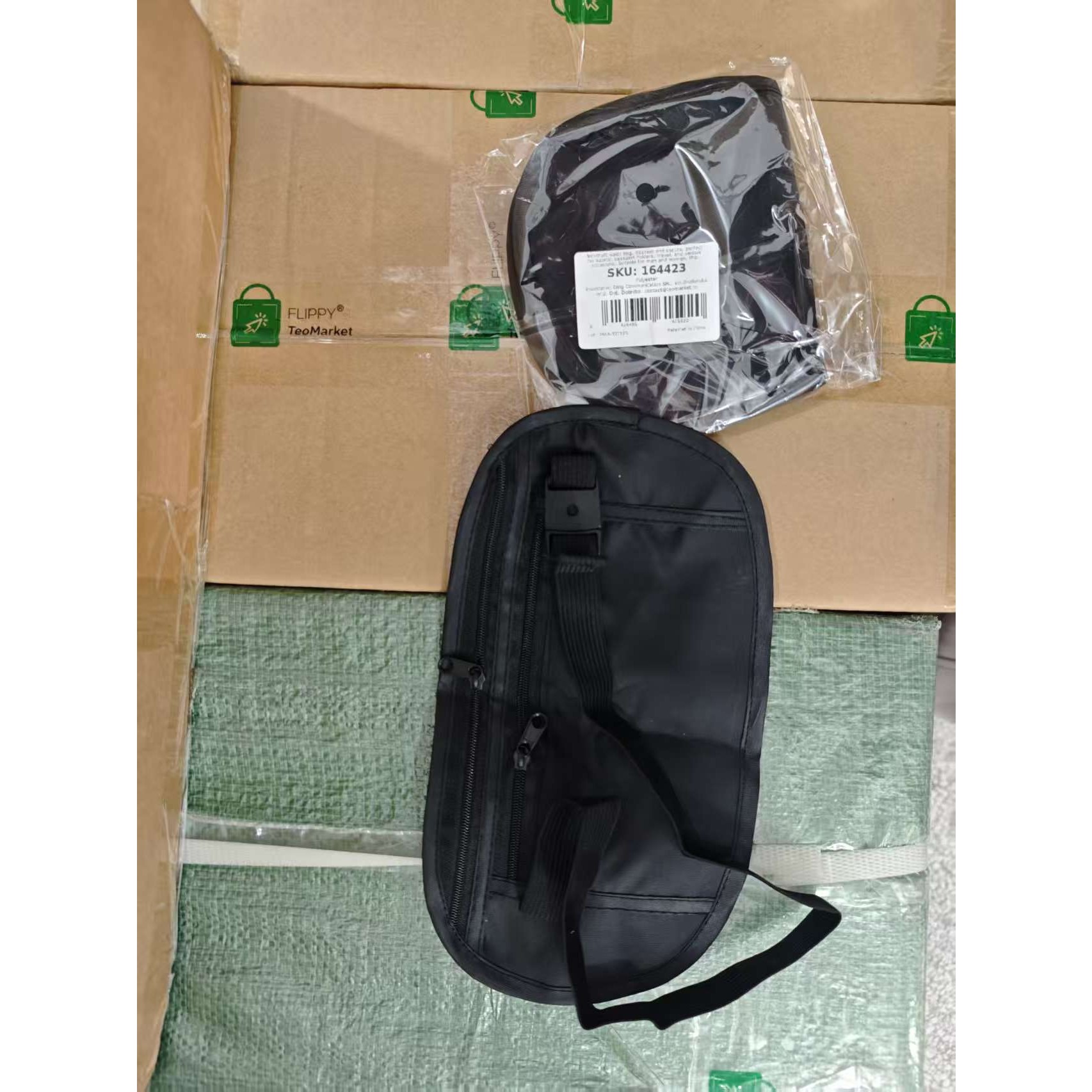 Borseta Anti-Furt, Flippy, 2 Compartimente, Reglabila, Unisex, pentru Documente, Carduri, Telefon, Negru