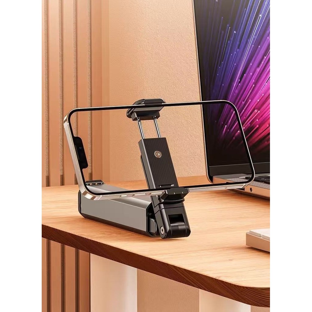 Suport pentru Telefon Mobil, Flippy, Portabil, Pliabil, Telescopic, Rotativ, din Plastic, Negru