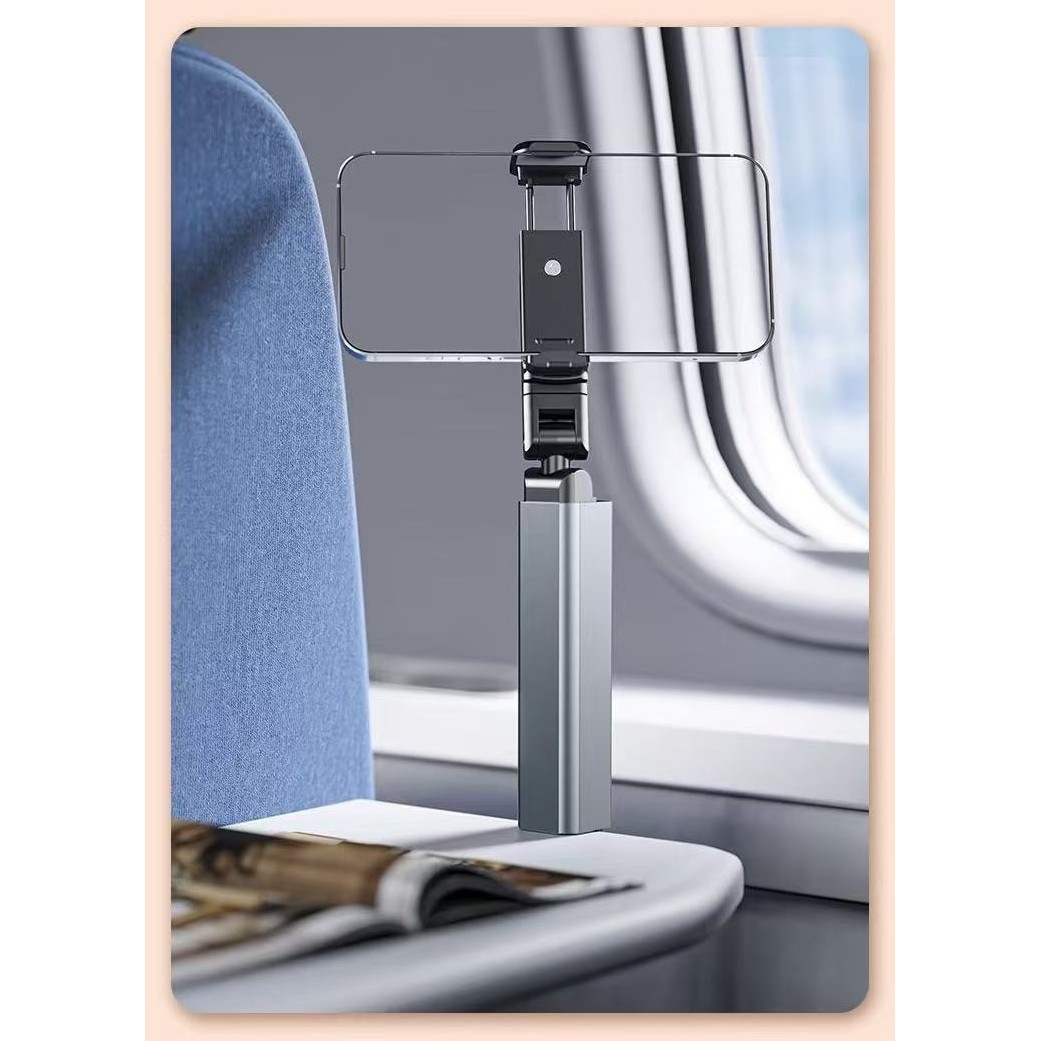 Suport pentru Telefon Mobil, Flippy, Portabil, Pliabil, Telescopic, Rotativ, din Plastic, Gri