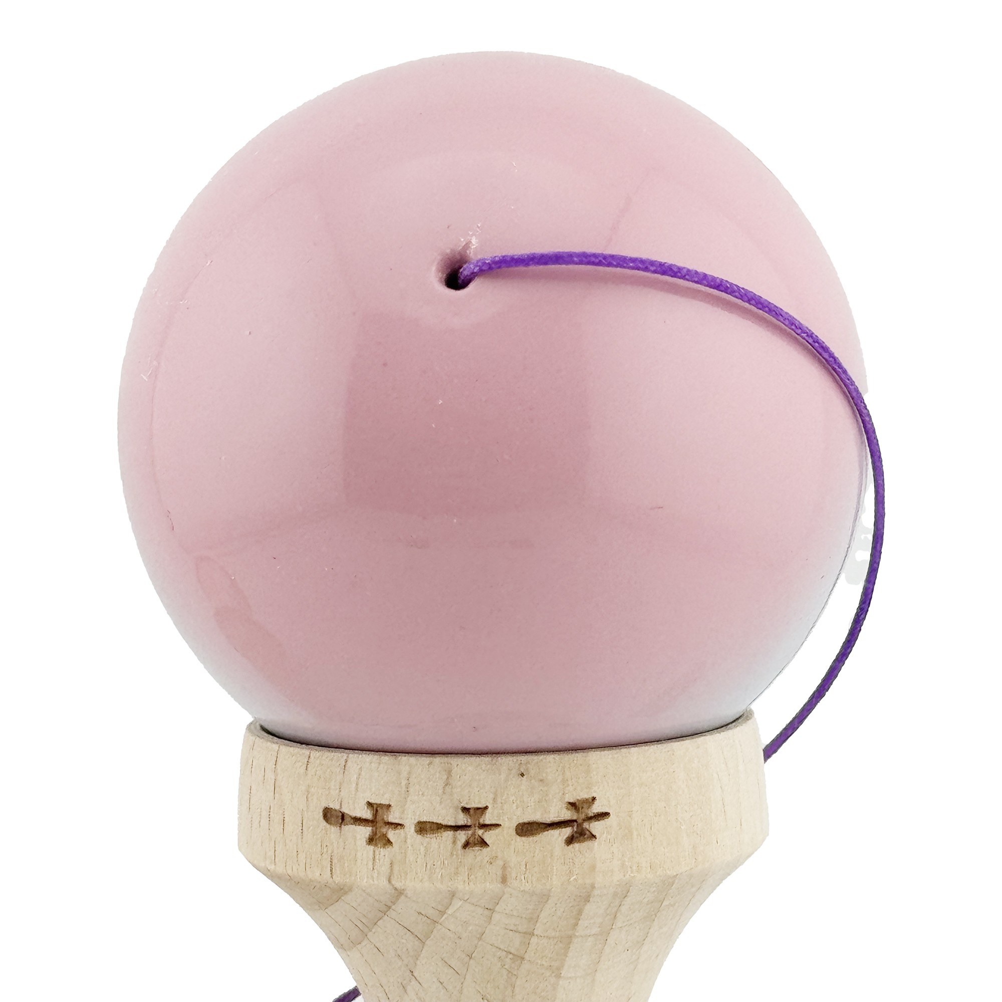 Kendama X Originala, Profesionala, Flippy, Big Cups V2, Super Sticky cu Cupe Mari, din lemn 18 cm, Rulment Metalic cu Ata 55 cm, Roz/Albastru deschis