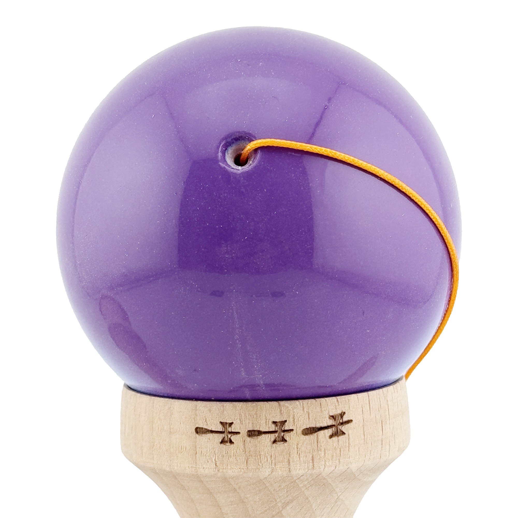 Kendama X Originala, Profesionala, Flippy, Big Cups V2, Super Sticky cu Cupe Mari, din lemn 18 cm, Rulment Metalic cu Ata 55 cm, Mov/Albastru