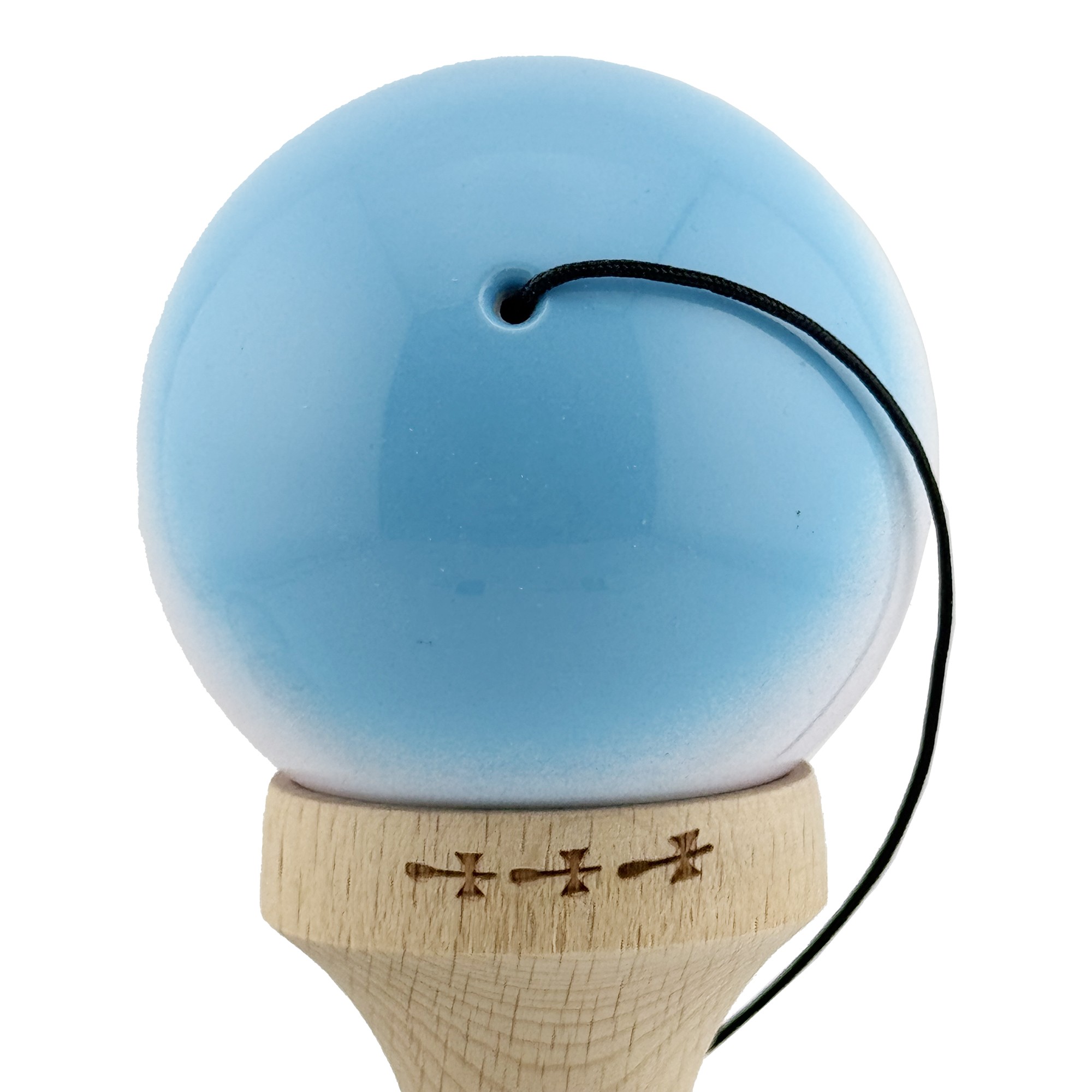 Kendama X Originala, Profesionala, Flippy, Big Cups V2, Super Sticky cu Cupe Mari, din lemn 18 cm, Rulment Metalic cu Ata 55 cm, Albastru/Alb/Mov