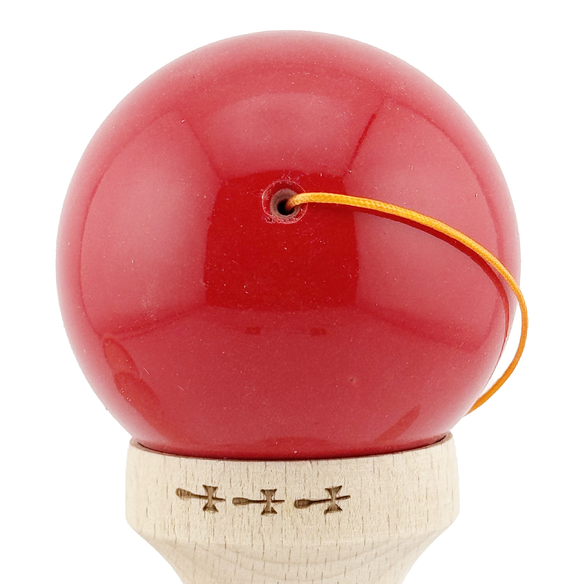 Kendama X Originala, Profesionala, Flippy, Big Cups V2, Super Sticky cu Cupe Mari, din lemn 18 cm, Rulment Metalic cu Ata 55 cm, Gradient Rosu/Alb