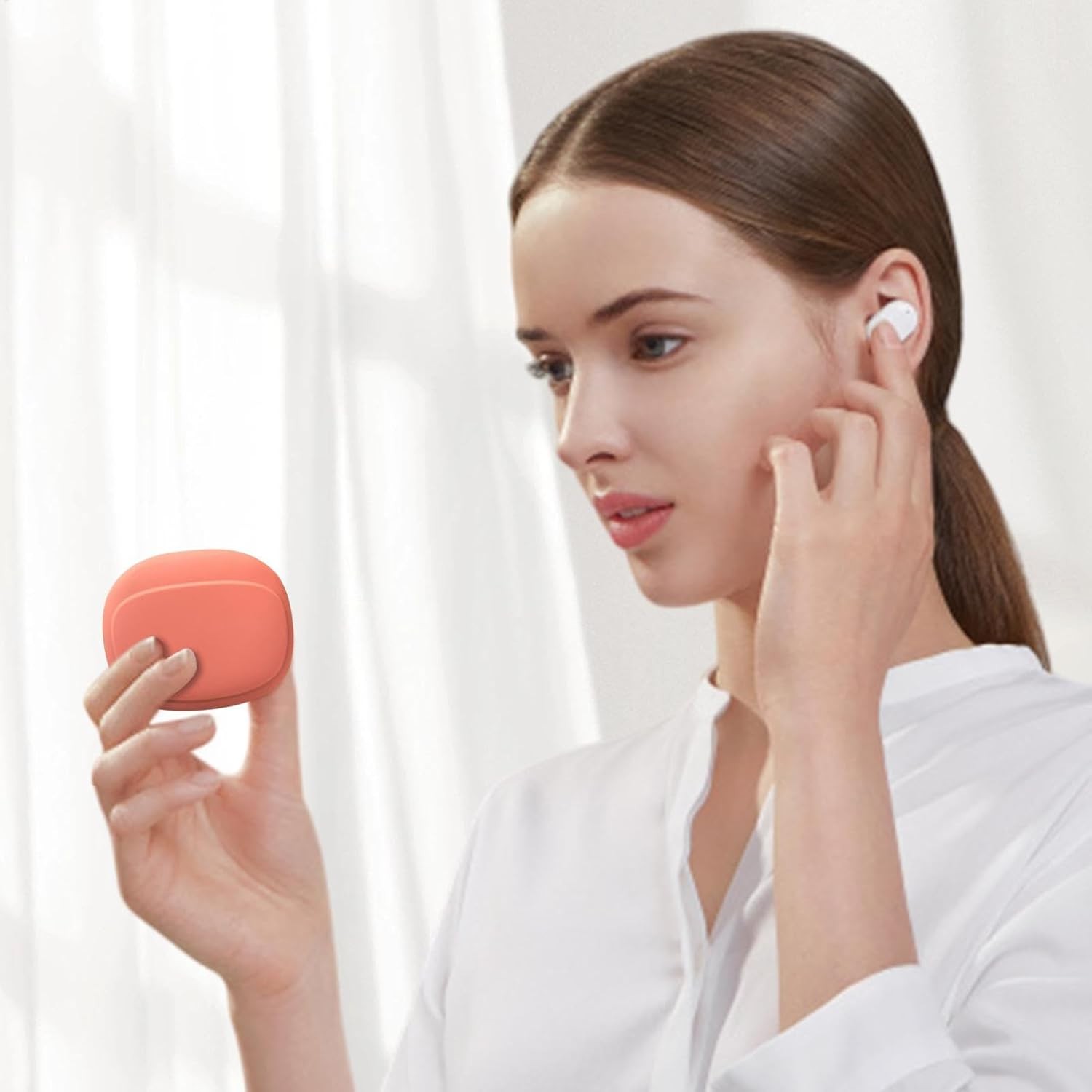 Husa din Silicon, Flippy, pentru Casti, Cabluri, Portabil, 8.5 x 10 x 2 cm, Rosu Oranj