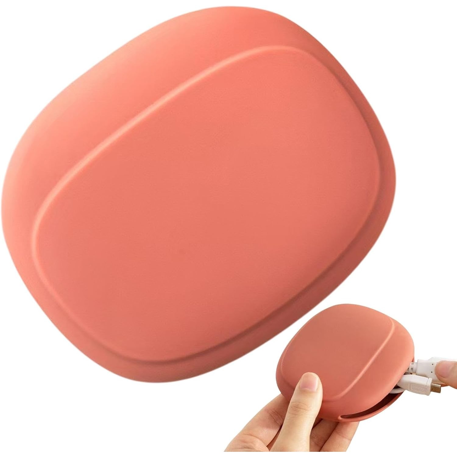 Husa din Silicon, Flippy, pentru Casti, Cabluri, Portabil, 8.5 x 10 x 2 cm, Rosu Oranj