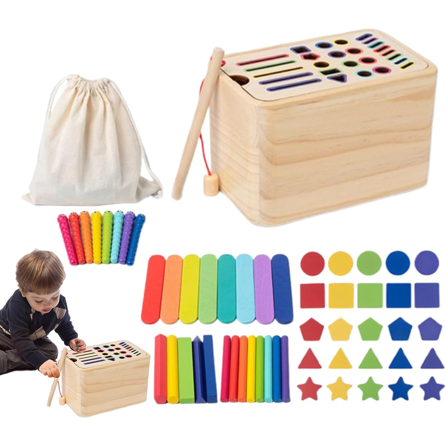 Jucarie de Sortare, Flippy, din Lemn, +36 Luni, Tip Montessori, Multicolor