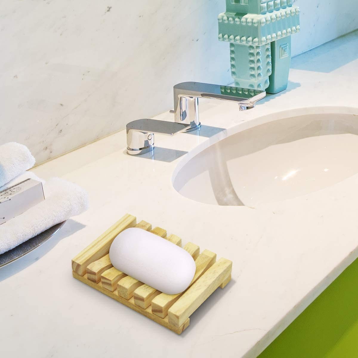 Savoniera, Flippy, din Lemn de Bambus, Scurgere Apa, 11.5 x 8 cm, Natur