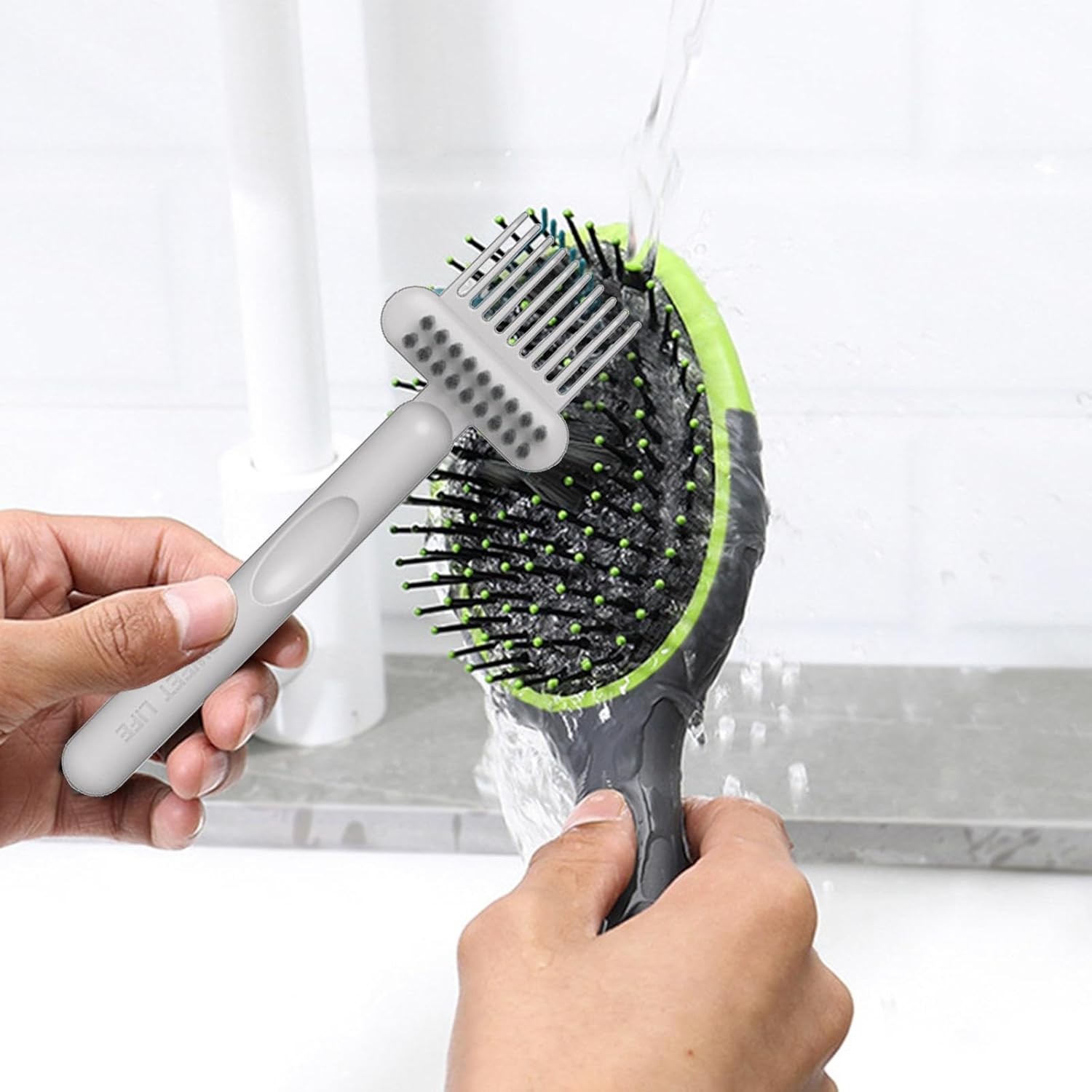 Perie pentru Curatarea Parului, Flippy, din Plastic, 16 x 5 cm, Alb