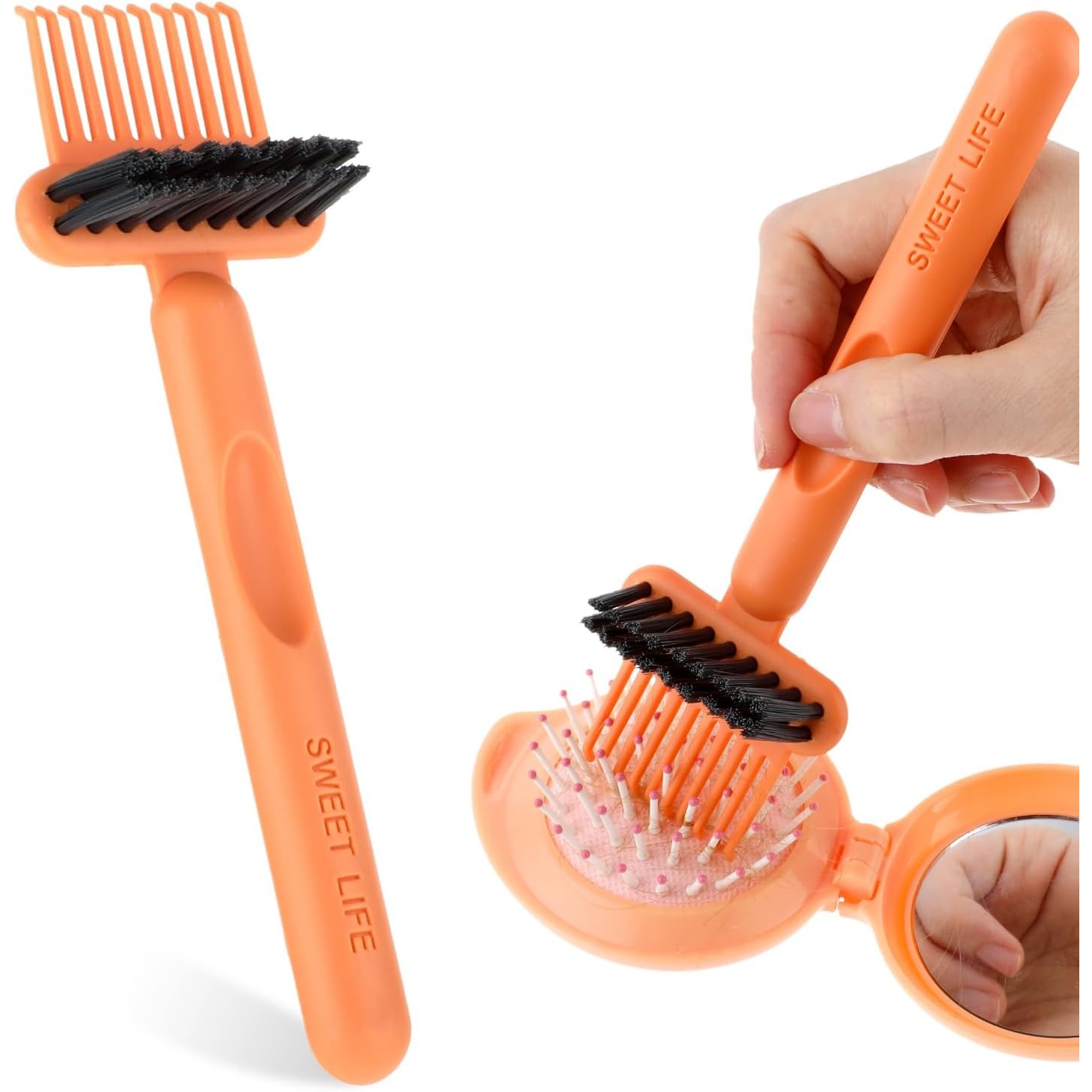 Perie pentru Curatarea Parului, Flippy, din Plastic, 16 x 5 cm, Portocaliu