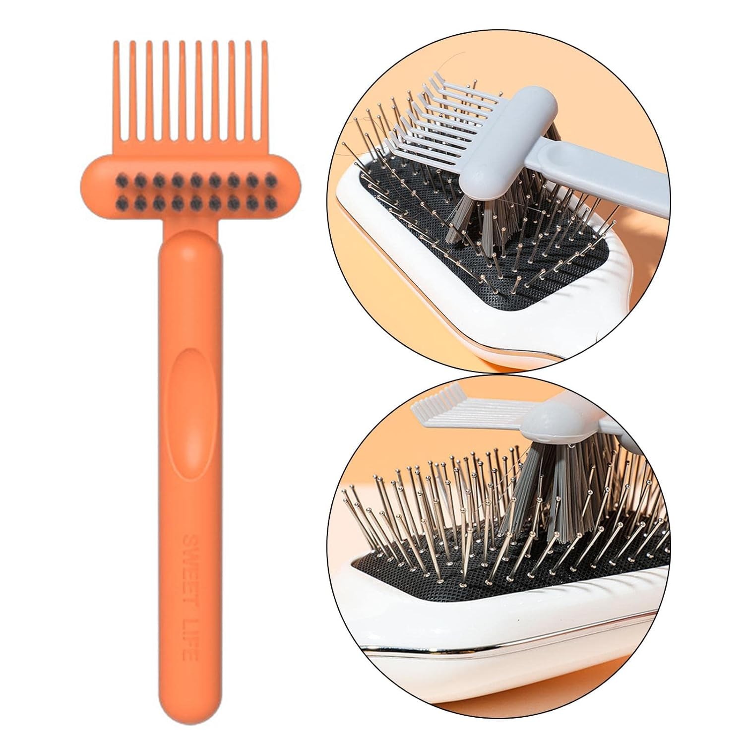 Perie pentru Curatarea Parului, Flippy, din Plastic, 16 x 5 cm, Portocaliu