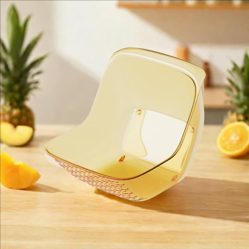 Cos de Spalat Legume/Fructe, Flippy, cu Scurgere Apa, din PET, 15.5 x 18.6 x 16.2 cm, Galben