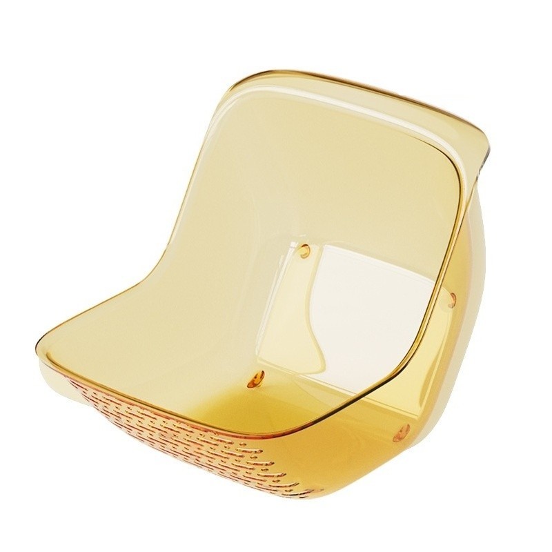 Cos de Spalat Legume/Fructe, Flippy, cu Scurgere Apa, din PET, 15.5 x 18.6 x 16.2 cm, Galben