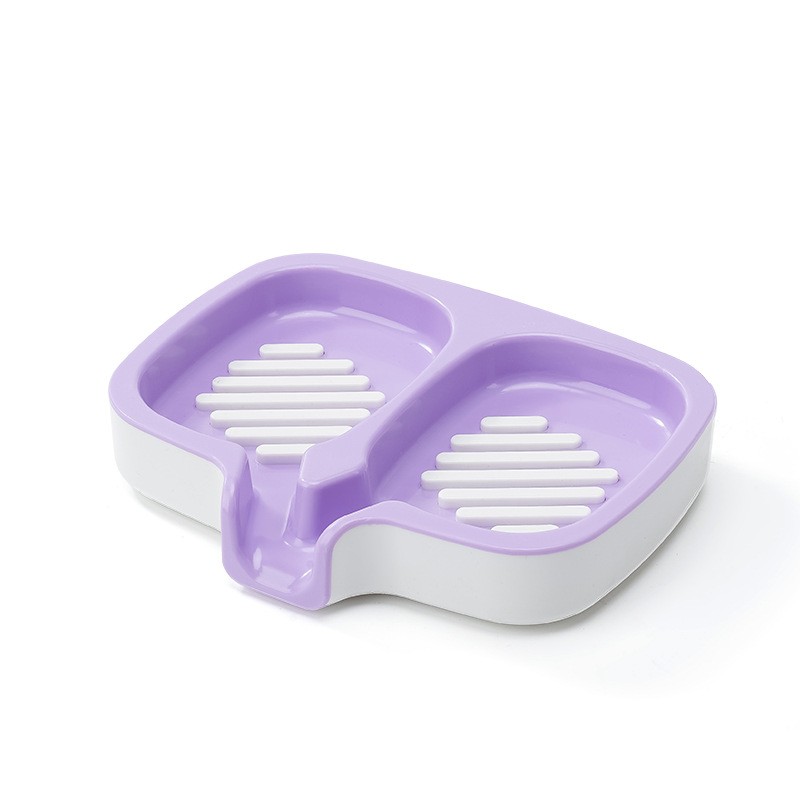 Savoniera Dubla, Flippy, Sistem de Scurgere a Apei, din ABS, 14.5 x 18 x 3 cm, Mov/Alb