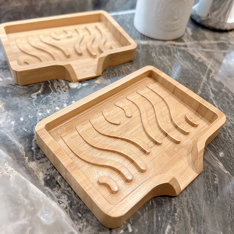 Savoniera din Lemn, Flippy, Sistem de Scurgere a Apei, 12.8 x 1.6 x 9.8 cm, Natur