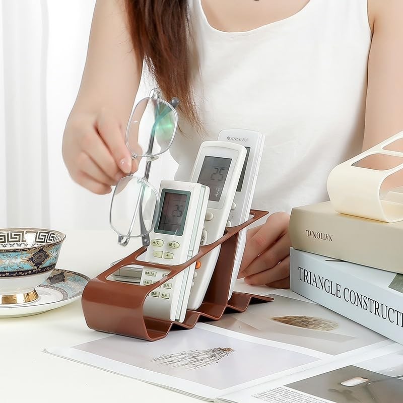 Suport de Birou, Flippy, din Plastic, pentru Telecomenzi, Telefoane, 18 x 7 x 9 cm, Maro