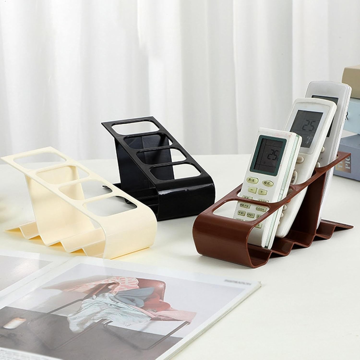 Suport de Birou, Flippy, din Plastic, pentru Telecomenzi, Telefoane, 18 x 7 x 9 cm, Alb