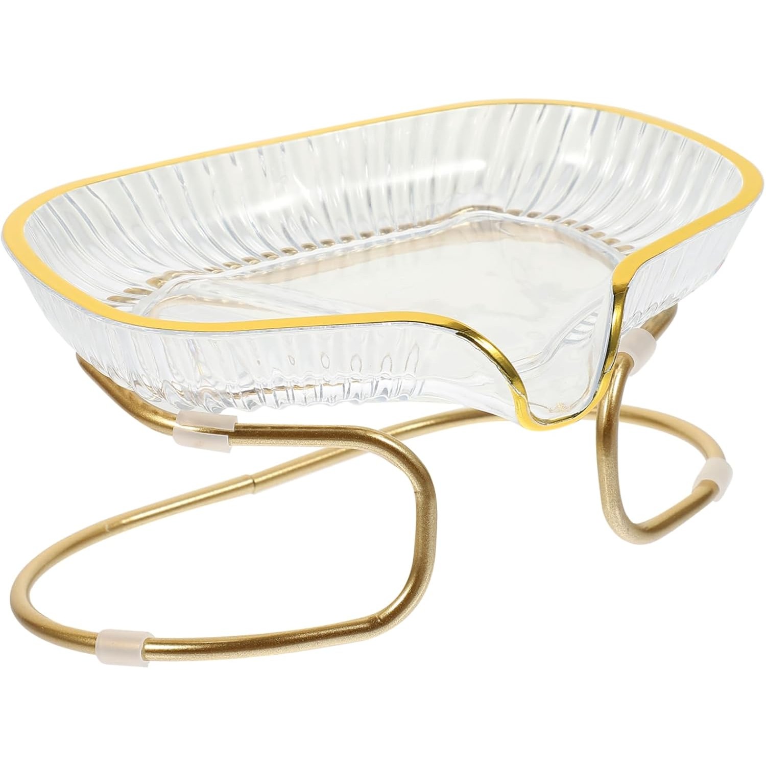 Savoniera cu Suport, Flippy, Sistem de Scurgere a Apei, Margine Aurie, 14 x 8.5 x 9 cm, din TPE, Transparent