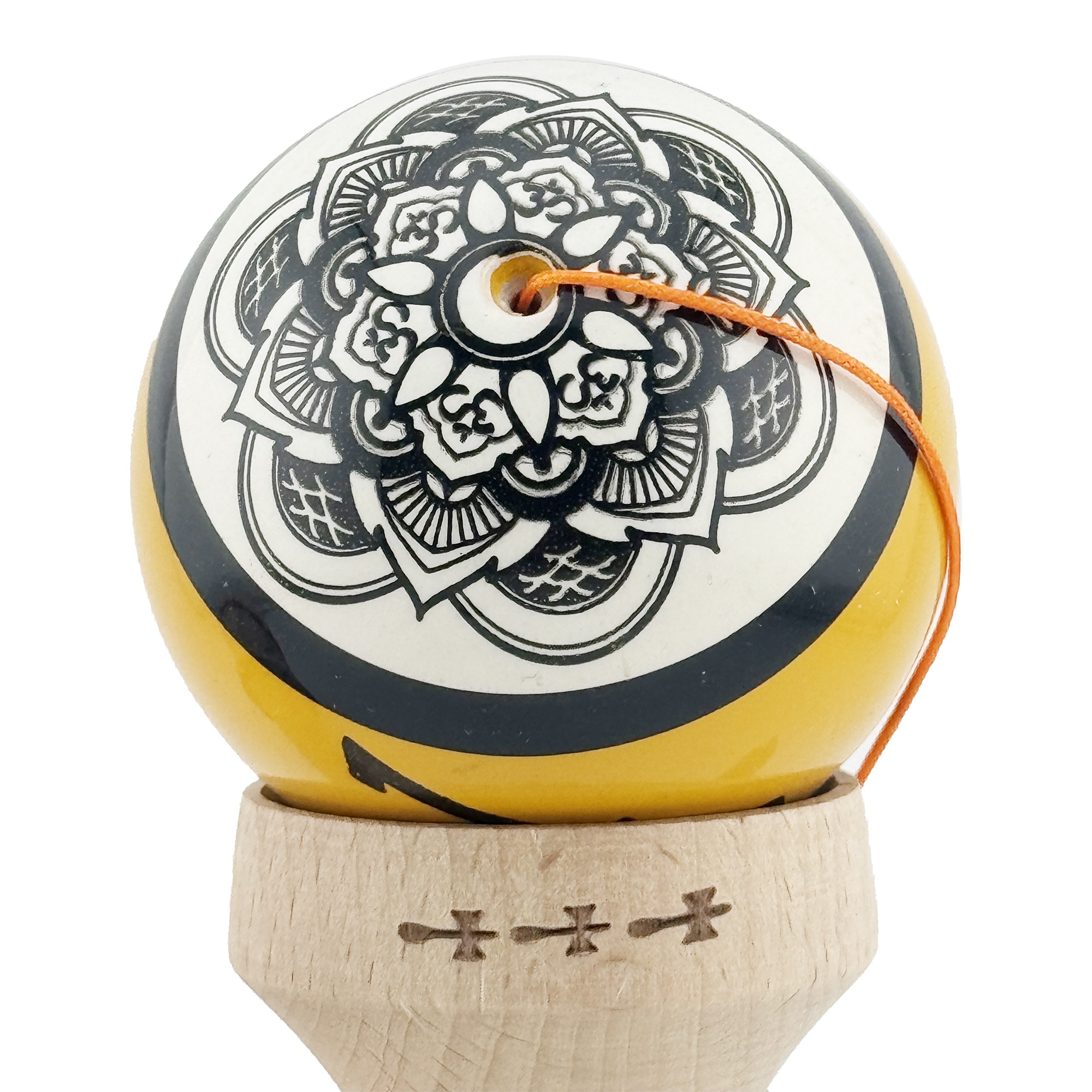 Kendama X Zen Series Originala, Profesionala, Flippy, Cupe Mari KING SIZE V3, Super Sticky, Gaura in Baza, Rulment Metalic, din lemn 18 cm, Ata 55 cm, Auriu