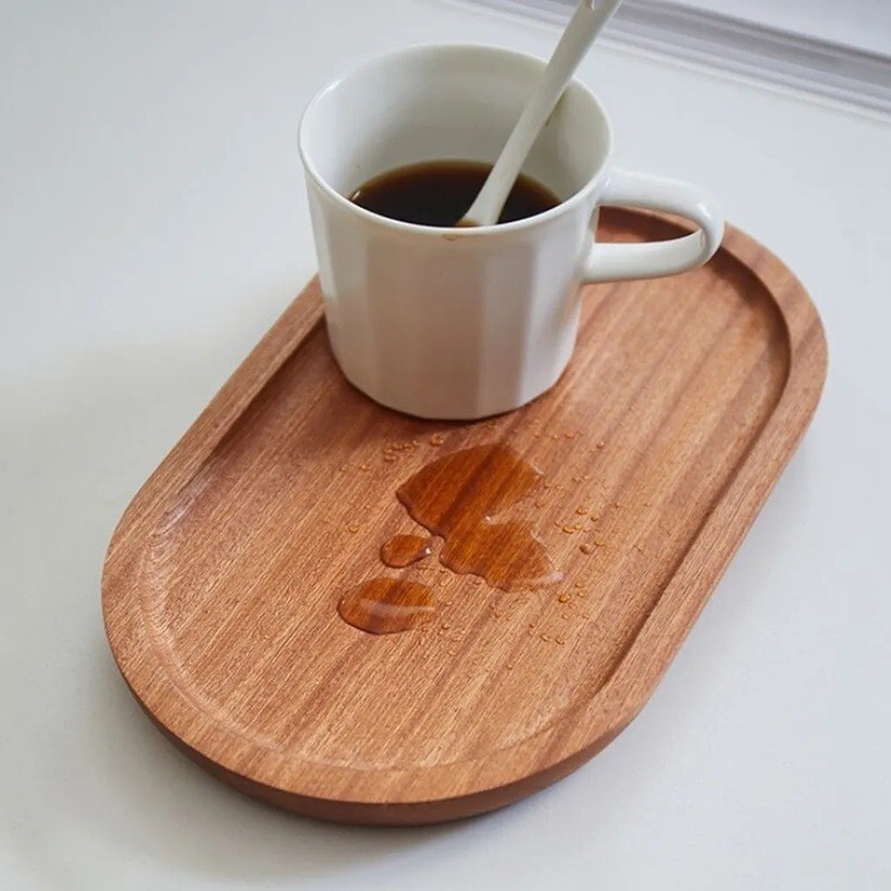 Tava din Lemn, Flippy, Ovala, pentru Alimente sau Decor, 20 x 12 x 1.5 cm, Natur