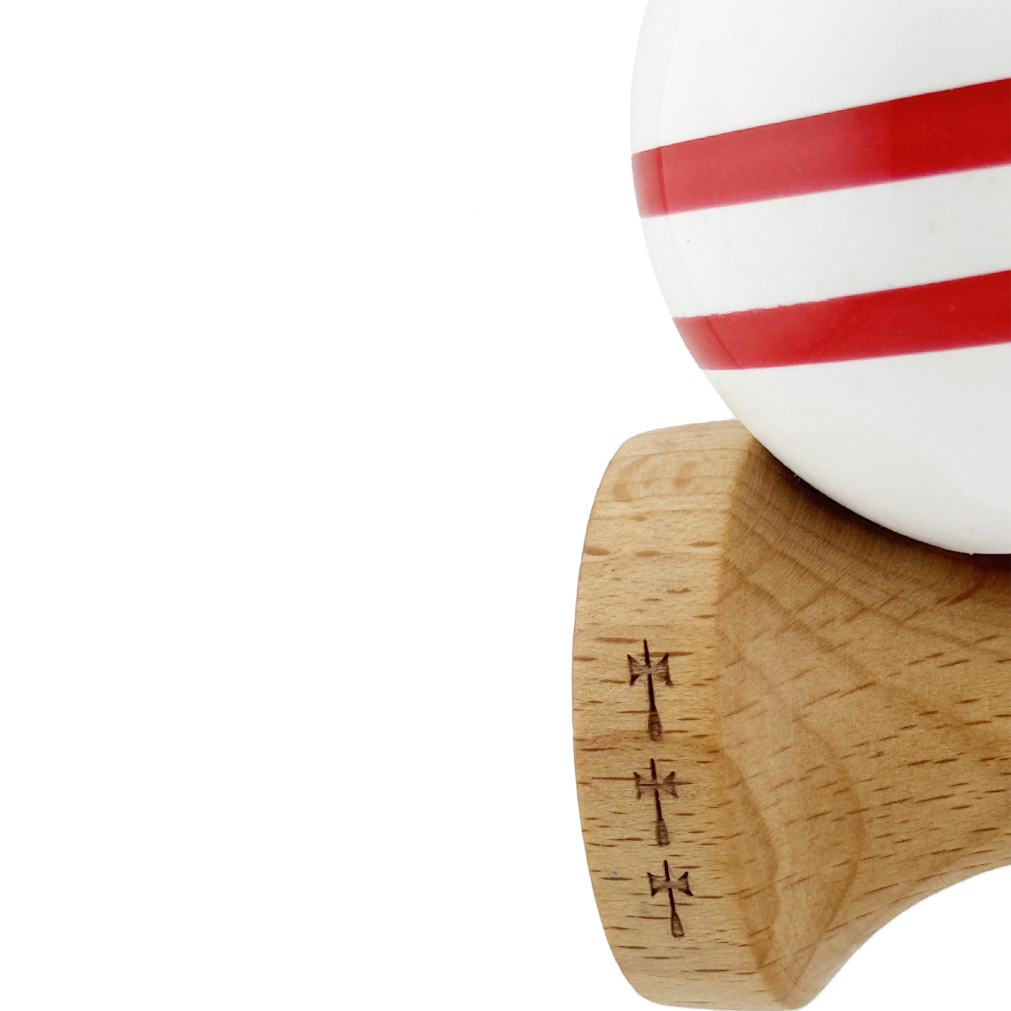 Kendama X CHICANOS Originala, Profesionala, Flippy, Big Cups V2, Super Sticky cu Cupe Mari, Rulment Metalic, din lemn 18 cm, Ata 55 cm, Violet/Alb