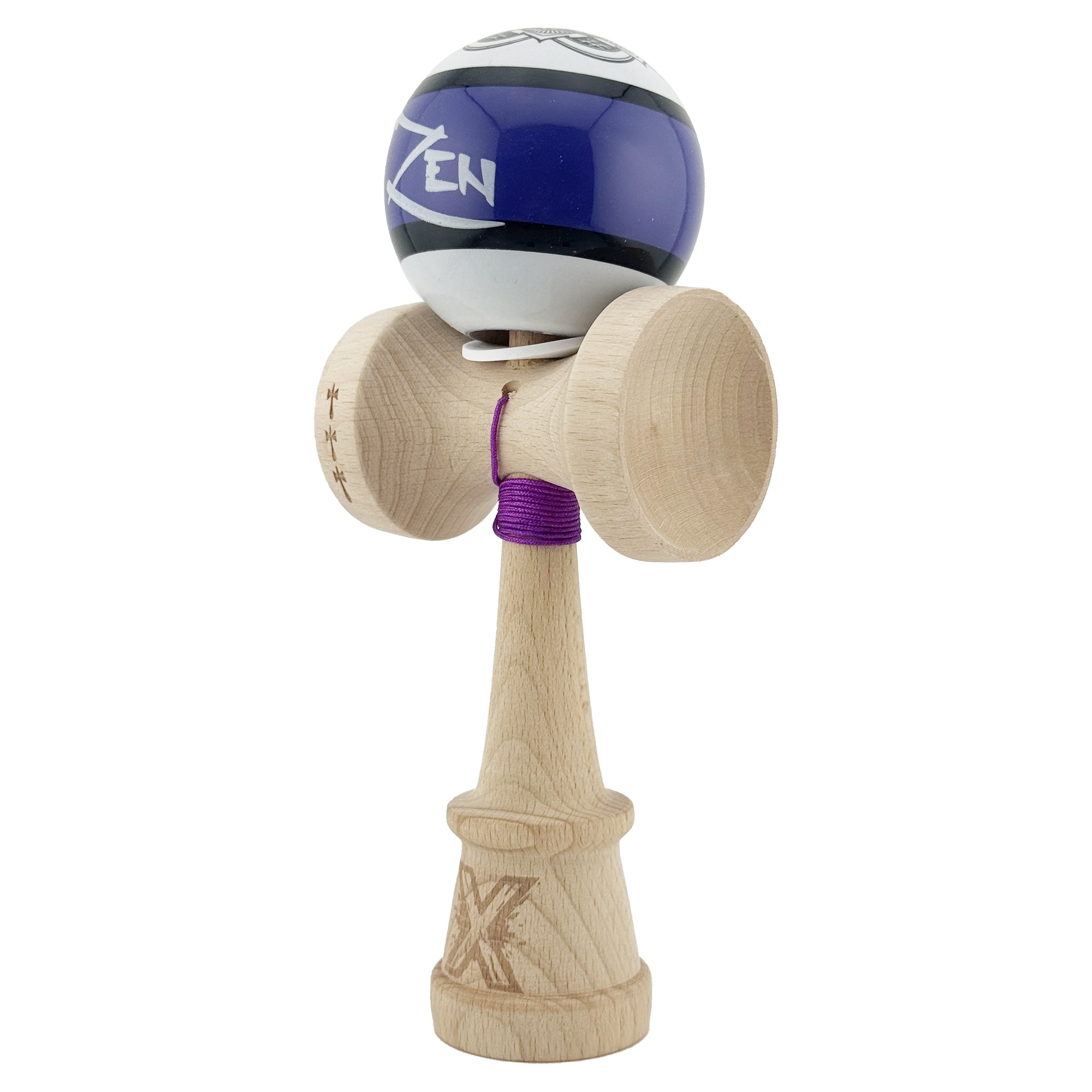 Kendama X Zen Series Originala, Profesionala, Flippy, Cupe Mari KING SIZE V3, Super Sticky, Gaura in Baza, Rulment Metalic, din lemn 18 cm, Ata 55 cm, Violet
