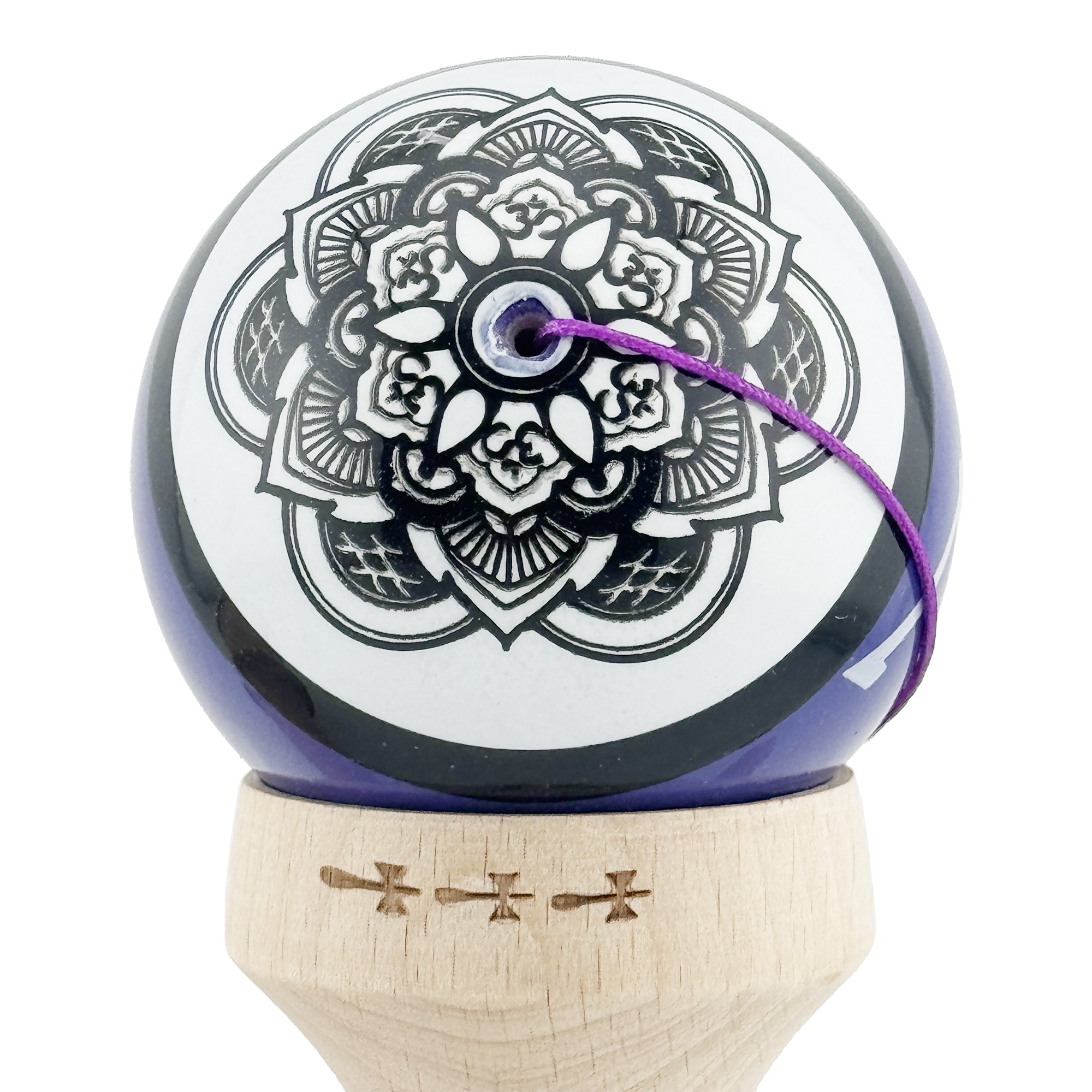 Kendama X Zen Series Originala, Profesionala, Flippy, Cupe Mari KING SIZE V3, Super Sticky, Gaura in Baza, Rulment Metalic, din lemn 18 cm, Ata 55 cm, Violet