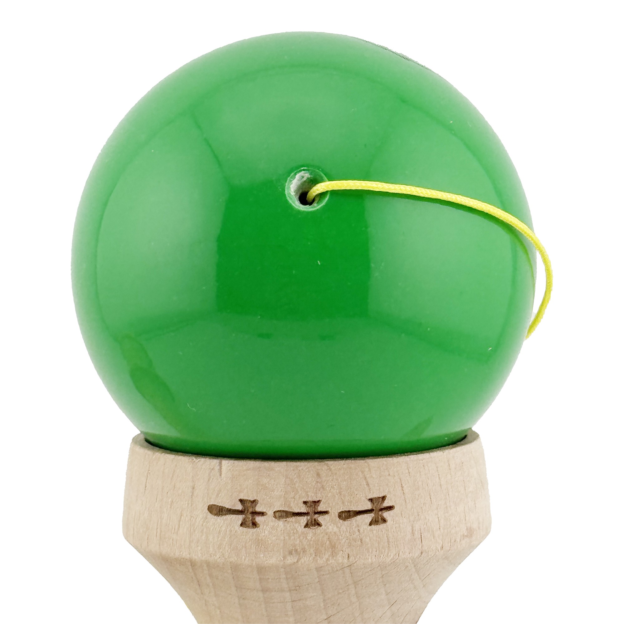 Kendama X Originala, Profesionala, Flippy, Green Monkey, Super Sticky cu Cupe Mari King Size V3, Rulment Metalic si Gaura in Baza, din Lemn 18 cm, Ata 62/65 cm, Verde