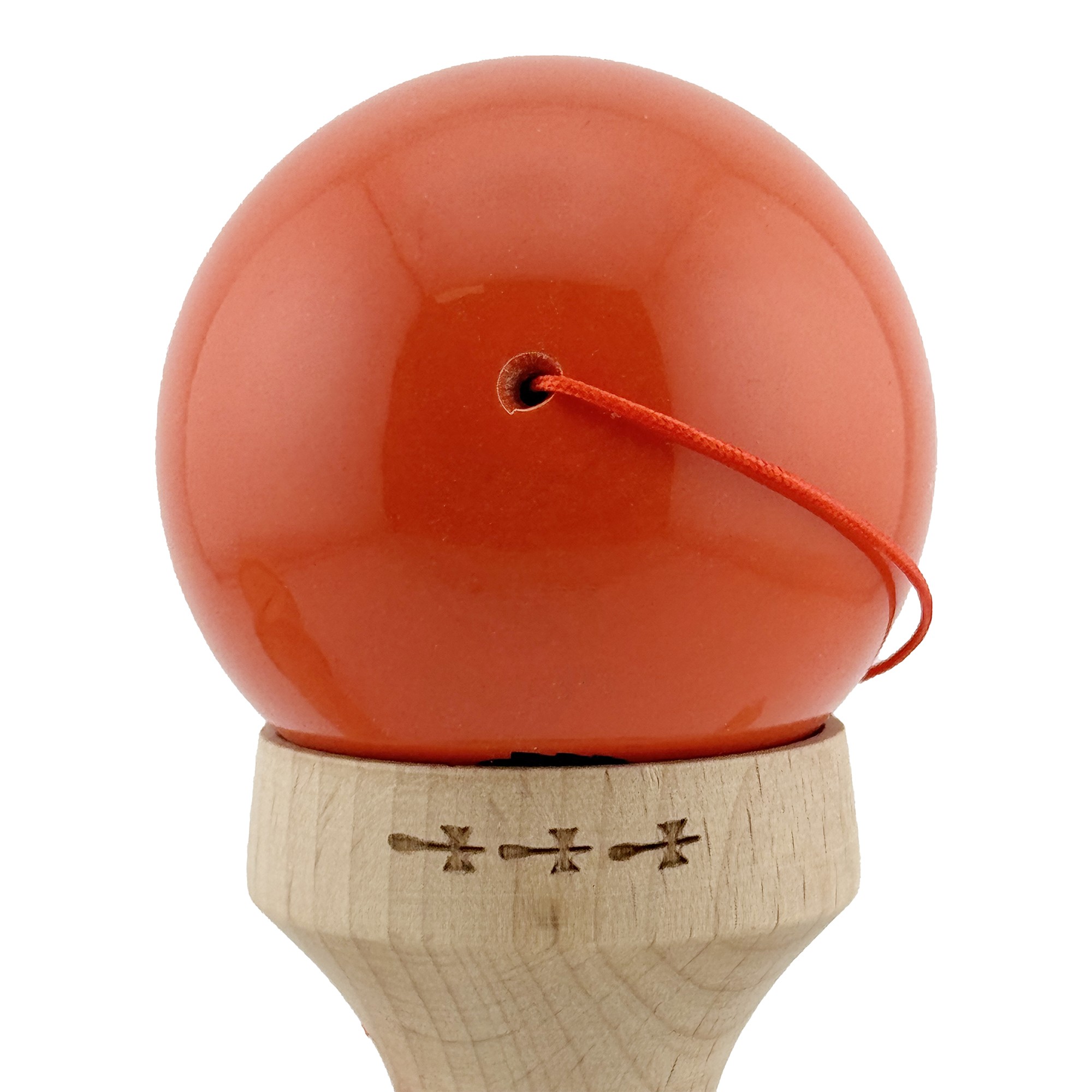 Kendama X Originala, Profesionala, Flippy, Brown Monkey, Super Sticky cu Cupe Mari King Size V3, Rulment Metalic si Gaura in Baza, din Lemn 18 cm, Ata 62/65 cm, Rosu