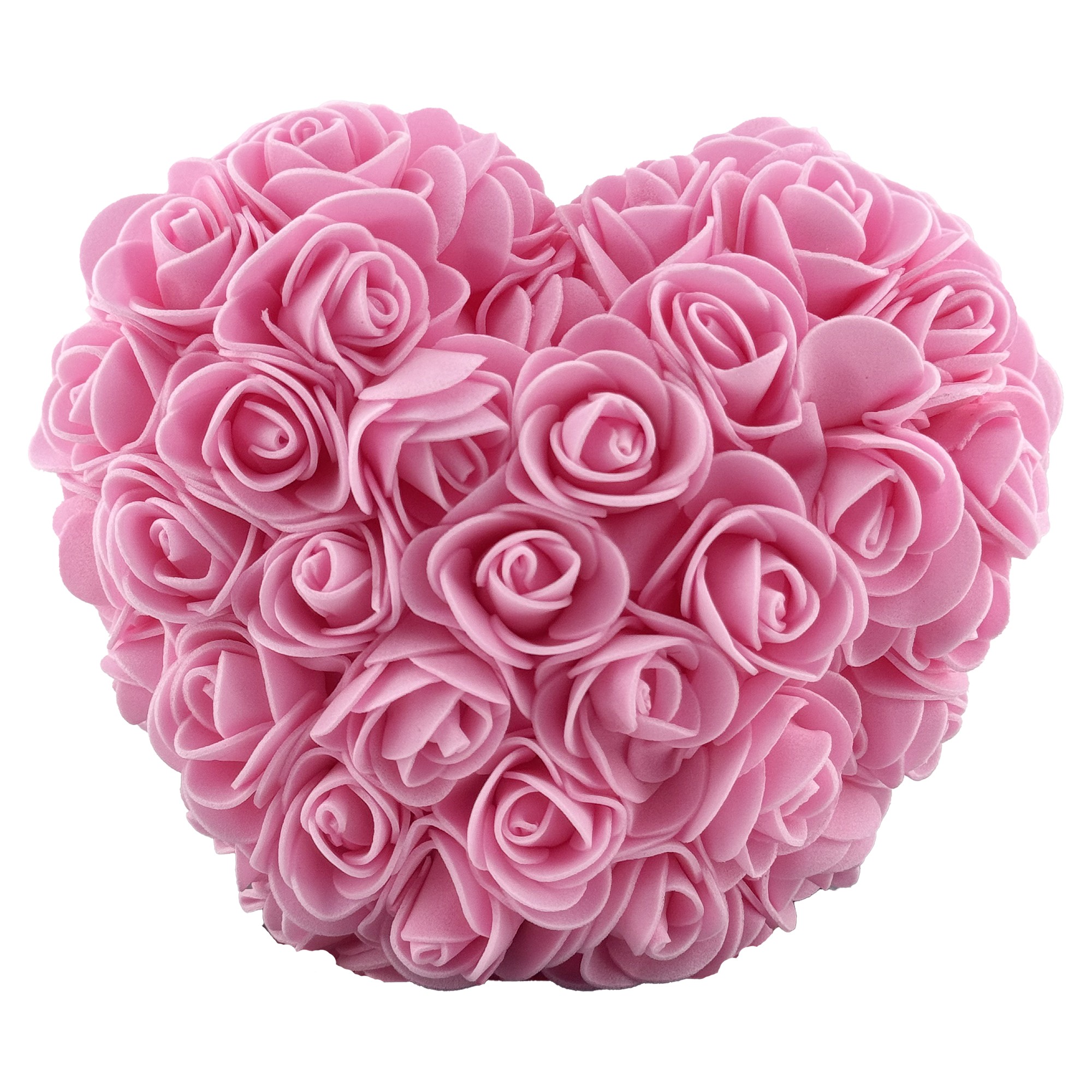 Inima din Flori, Flippy, Inimioara din Trandafiri de Spuma, Inima 15 x 15 x 9 cm / Cutia Trasparenta 16 x 15 x 10 cm, Roz