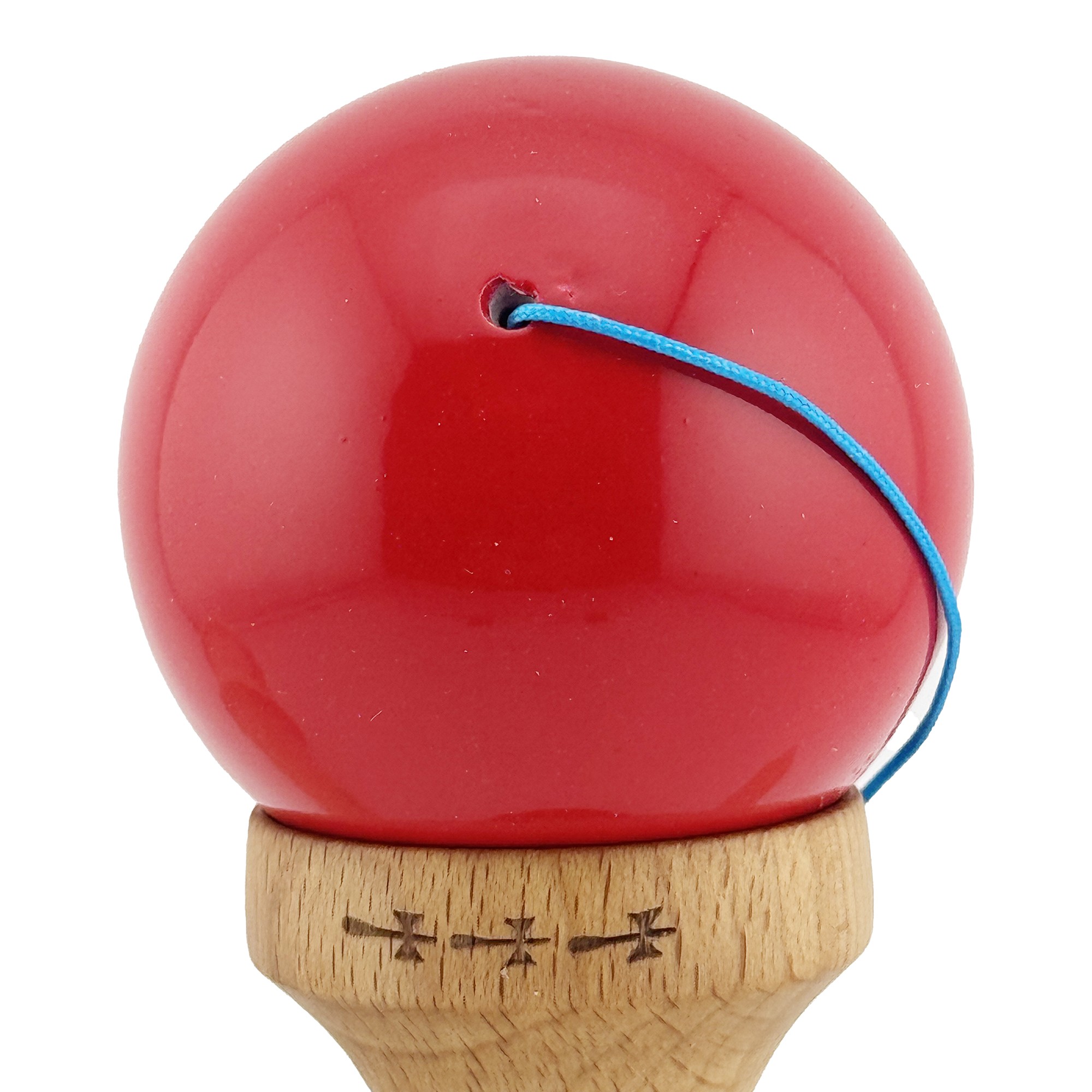 Kendama X Originala, Profesionala, Flippy, Big Cups V2, Super Sticky cu Cupe Mari, din lemn 18 cm, Rulment Metalic cu Ata 55 cm, Rosu/Alb